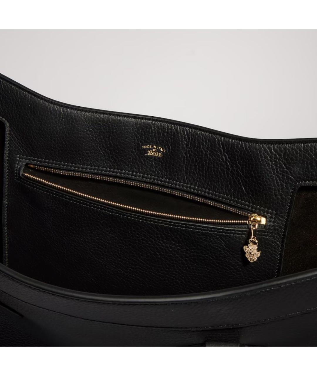 GUCCI Черная кожаная сумка тоут, фото 5