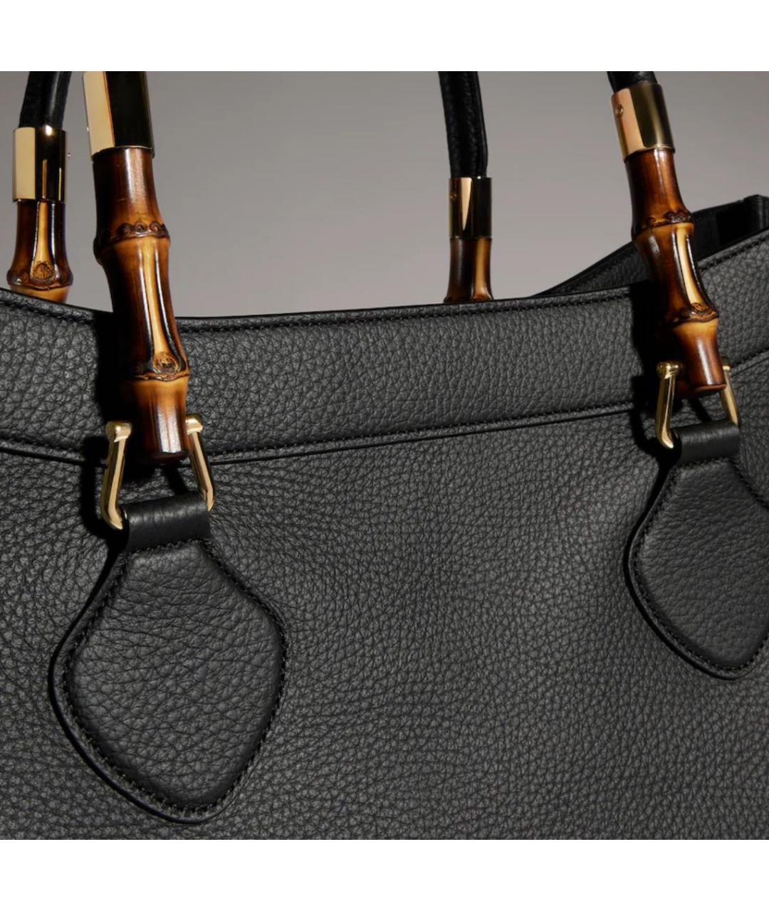 GUCCI Черная кожаная сумка тоут, фото 3