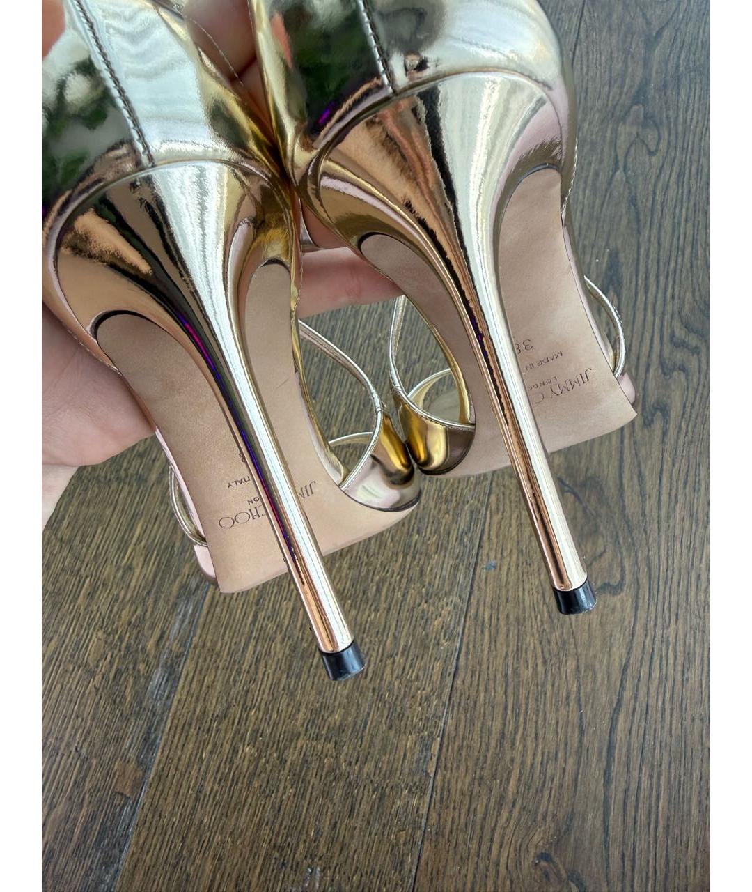 JIMMY CHOO Золотые босоножки, фото 6