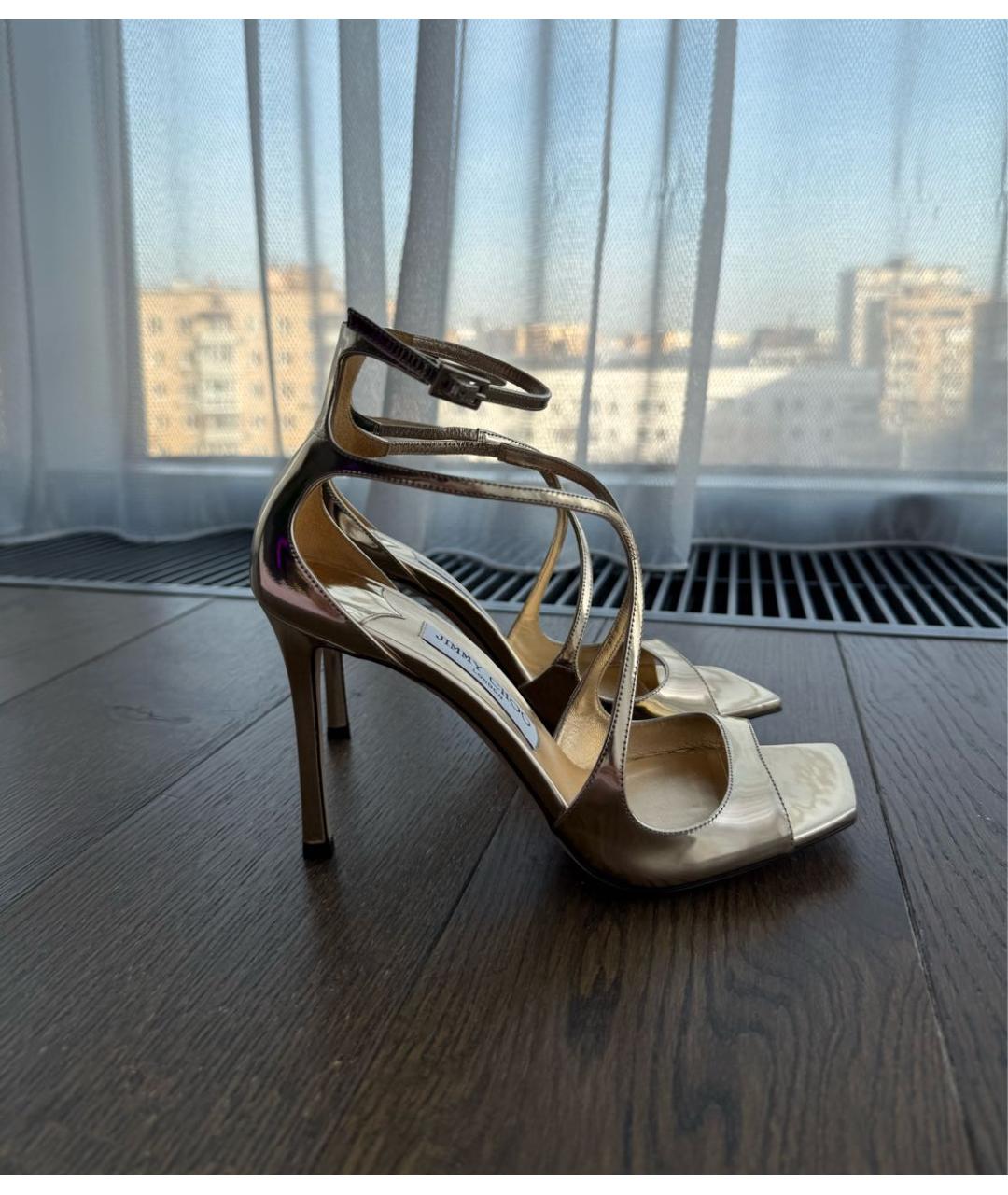 JIMMY CHOO Золотые босоножки, фото 7