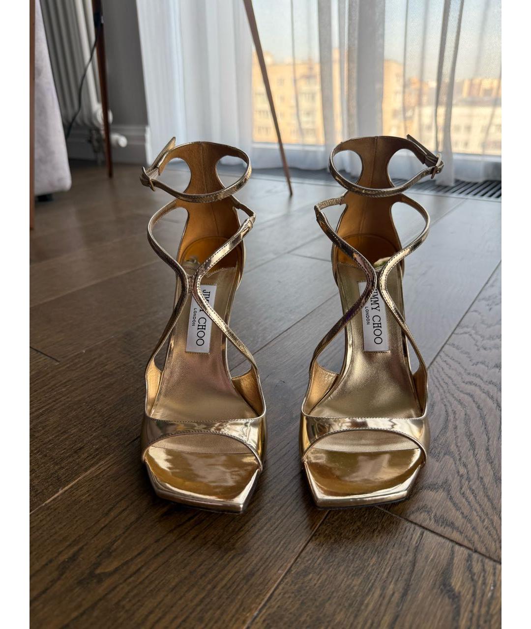 JIMMY CHOO Золотые босоножки, фото 2