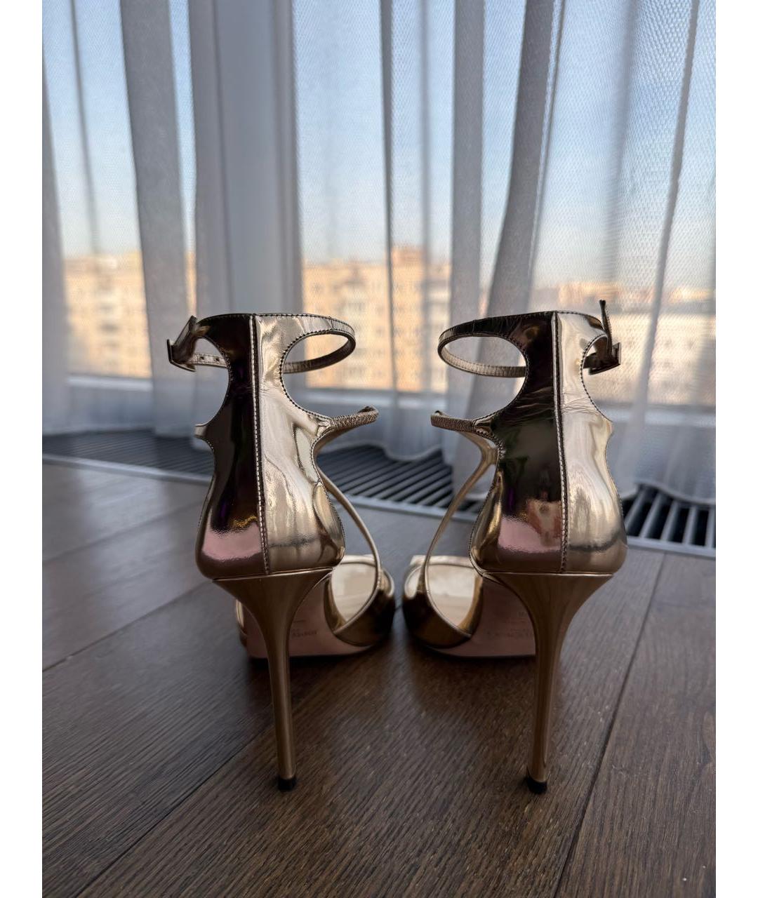 JIMMY CHOO Золотые босоножки, фото 4