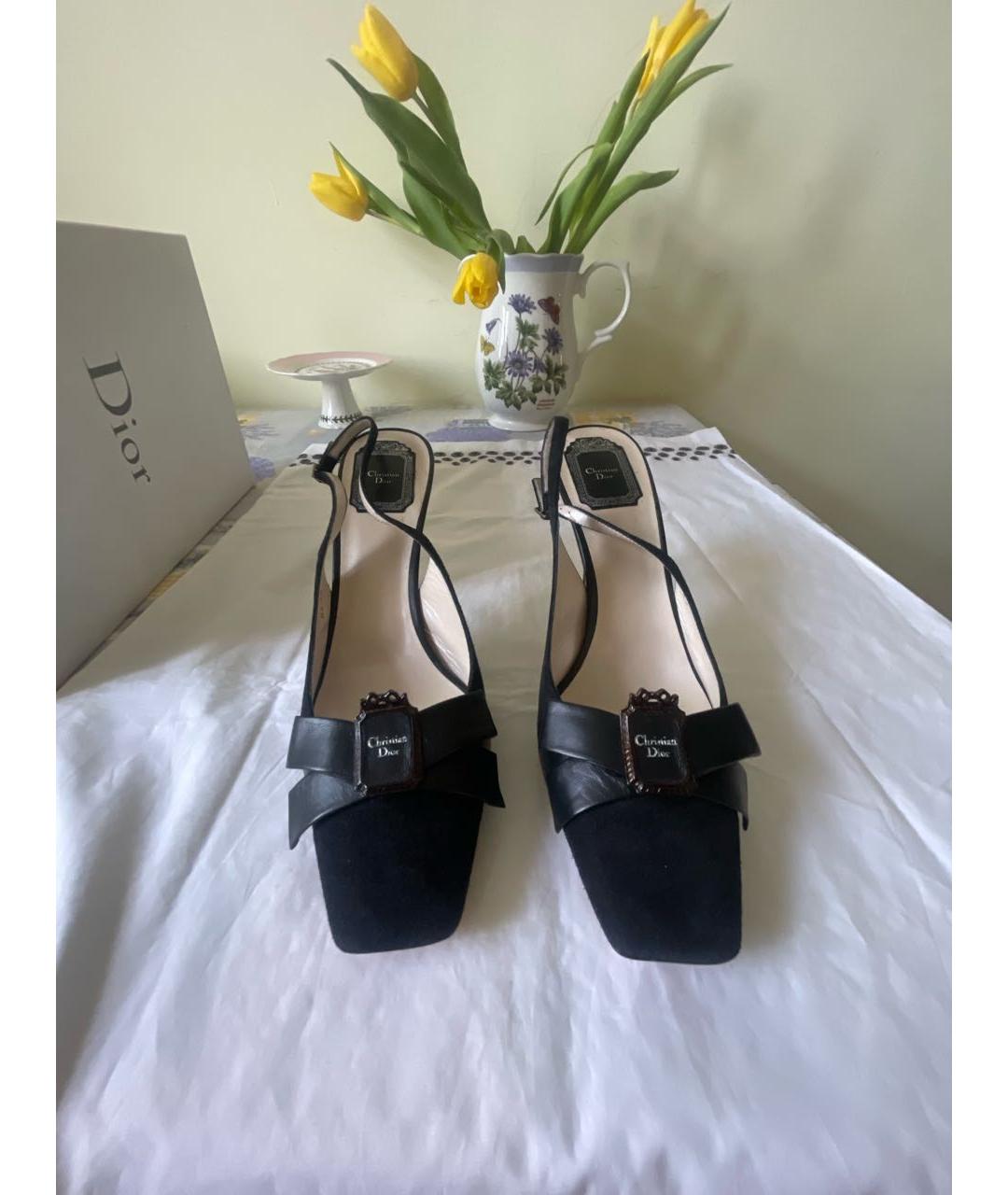 CHRISTIAN DIOR Черные замшевые босоножки, фото 2