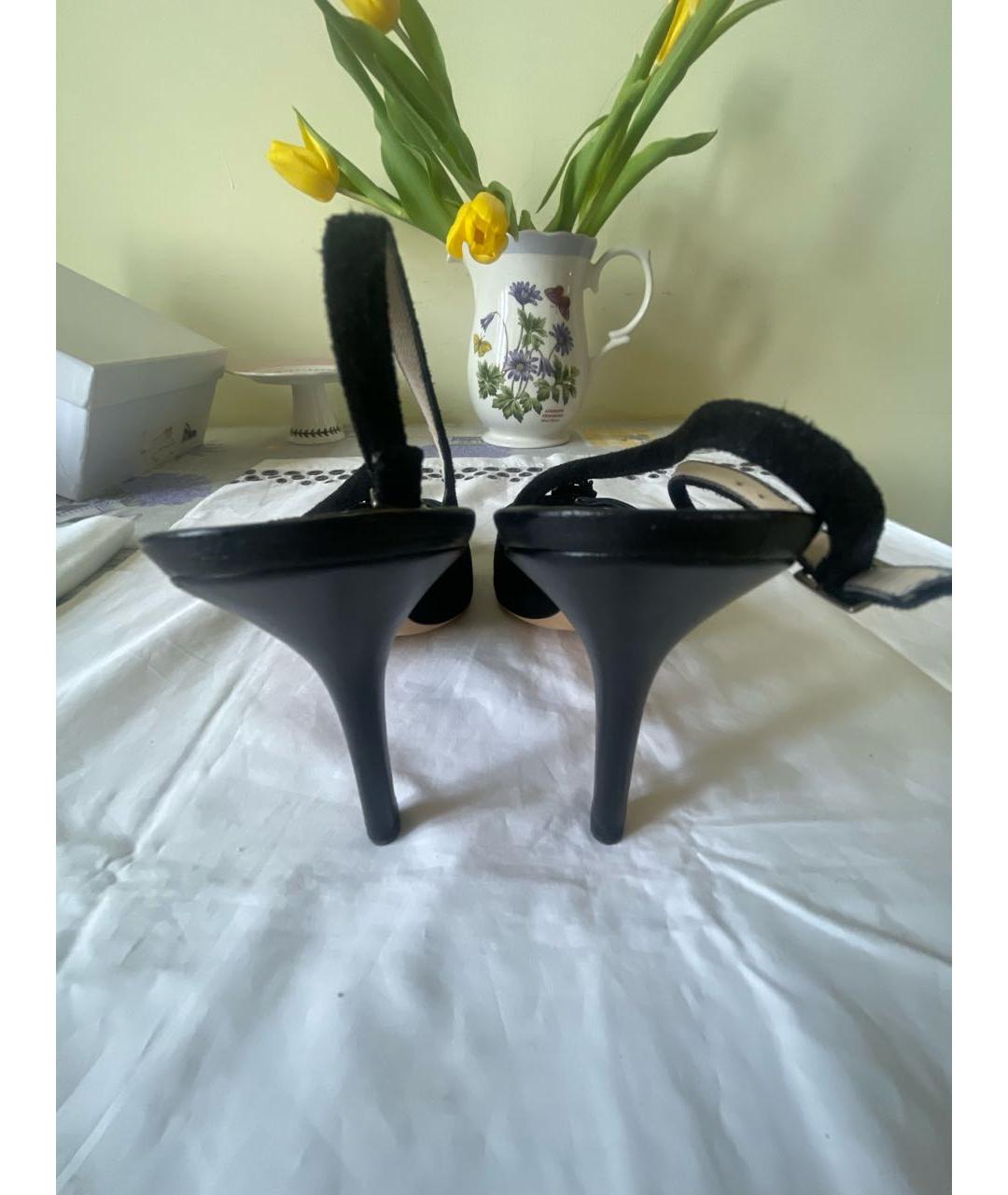CHRISTIAN DIOR Черные замшевые босоножки, фото 4