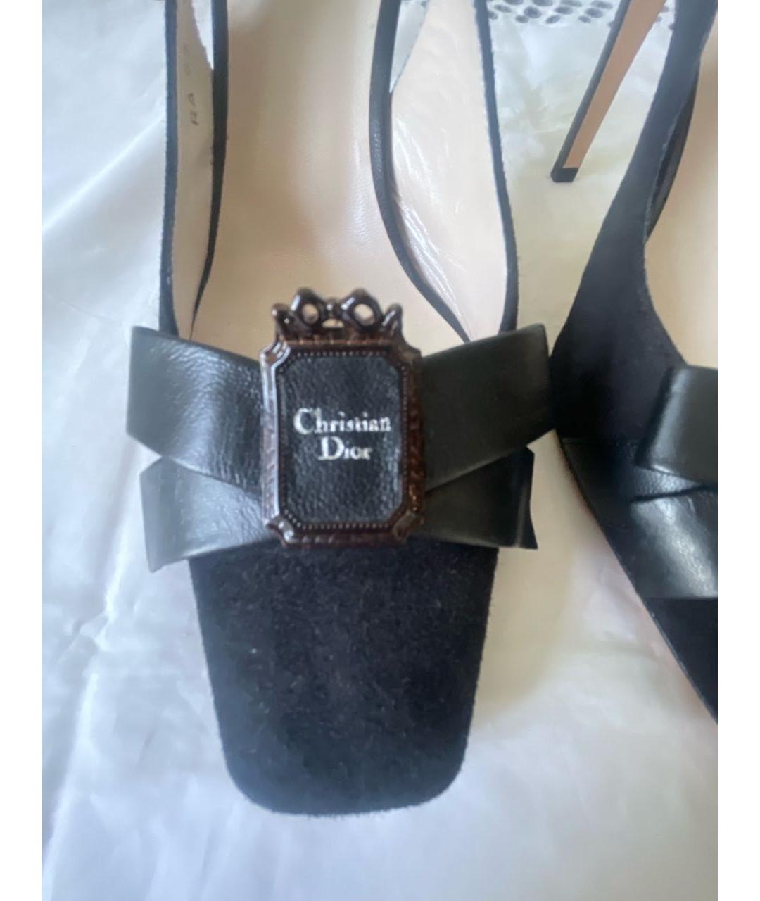 CHRISTIAN DIOR Черные замшевые босоножки, фото 5