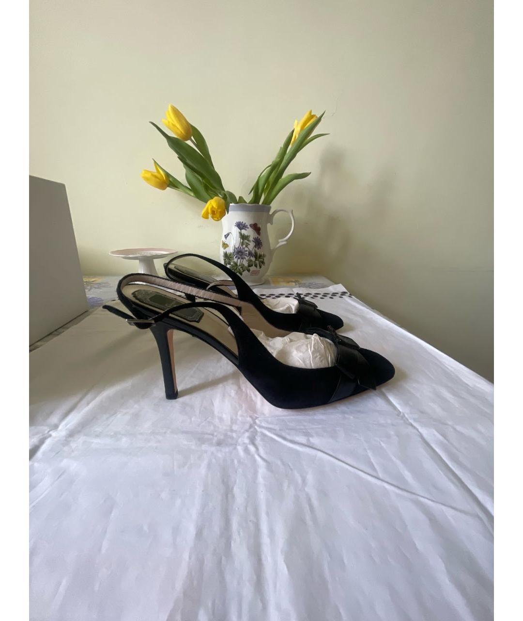 CHRISTIAN DIOR Черные замшевые босоножки, фото 9