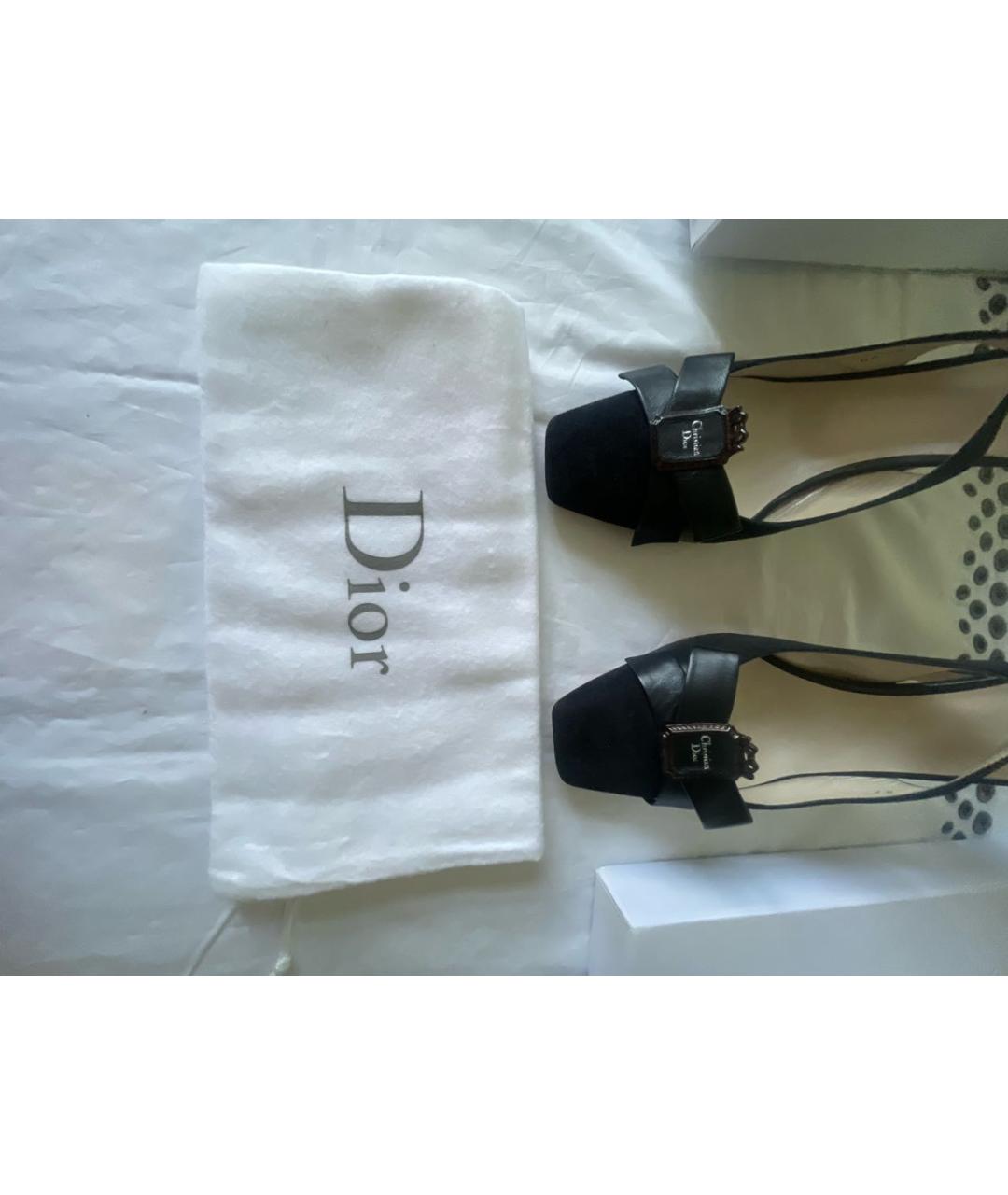 CHRISTIAN DIOR Черные замшевые босоножки, фото 8