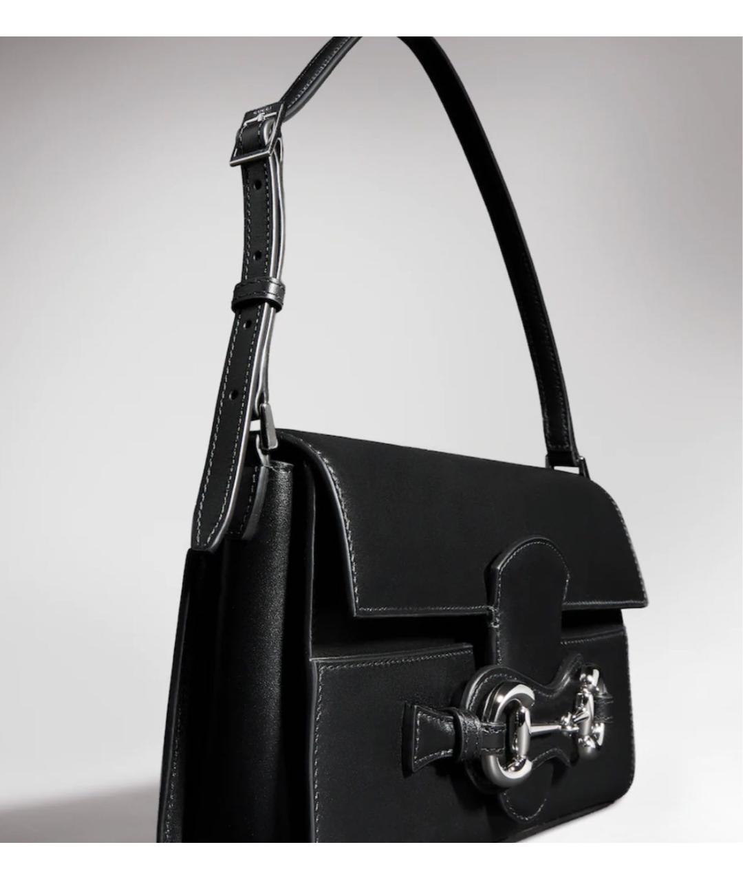 GUCCI Черная кожаная сумка с короткими ручками, фото 2