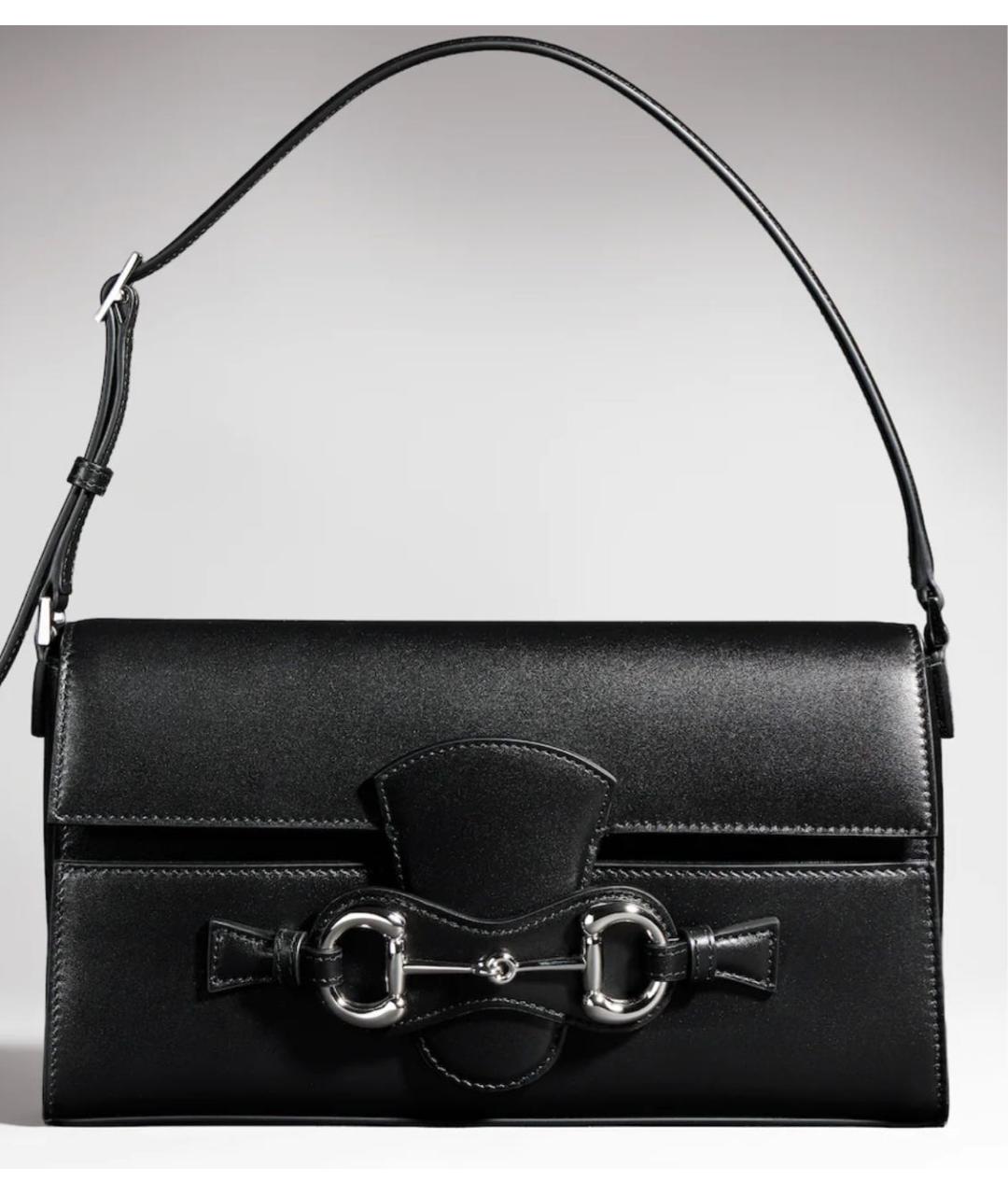 GUCCI Черная кожаная сумка с короткими ручками, фото 1