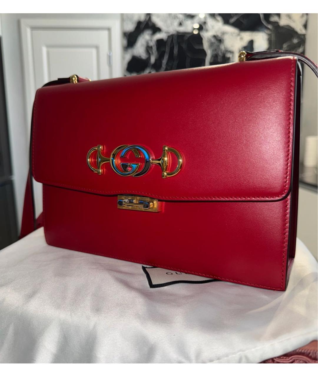 GUCCI Красная кожаная сумка через плечо, фото 2