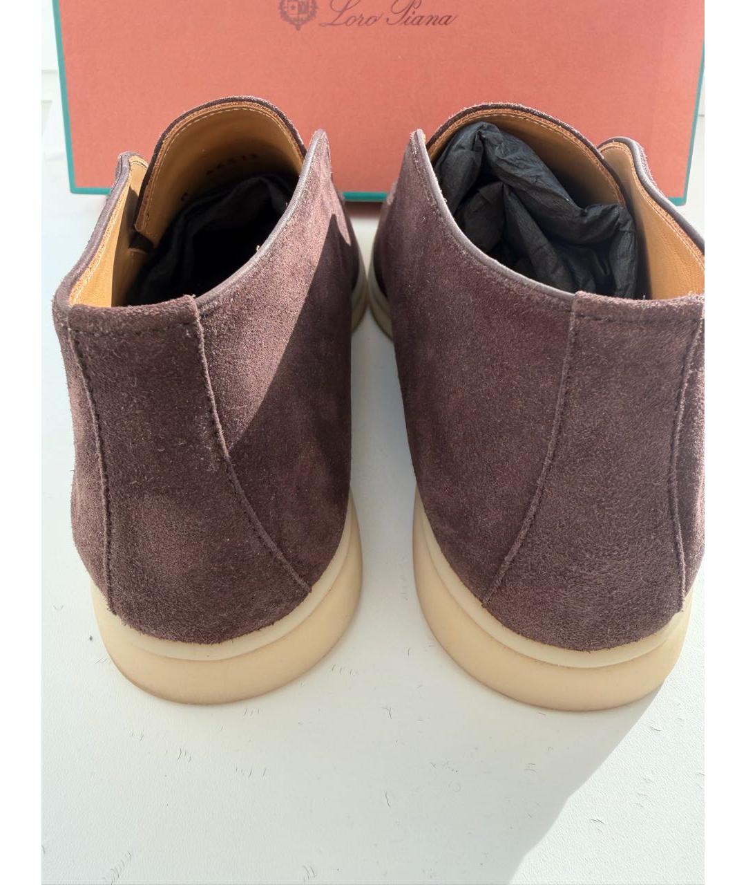 LORO PIANA Коричневые замшевые лоферы, фото 4