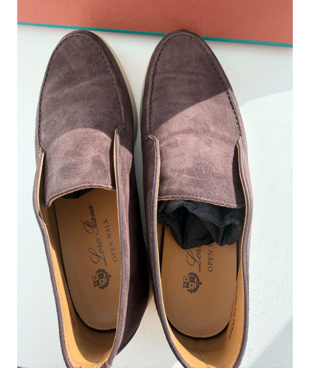 LORO PIANA Коричневые замшевые лоферы, фото 3