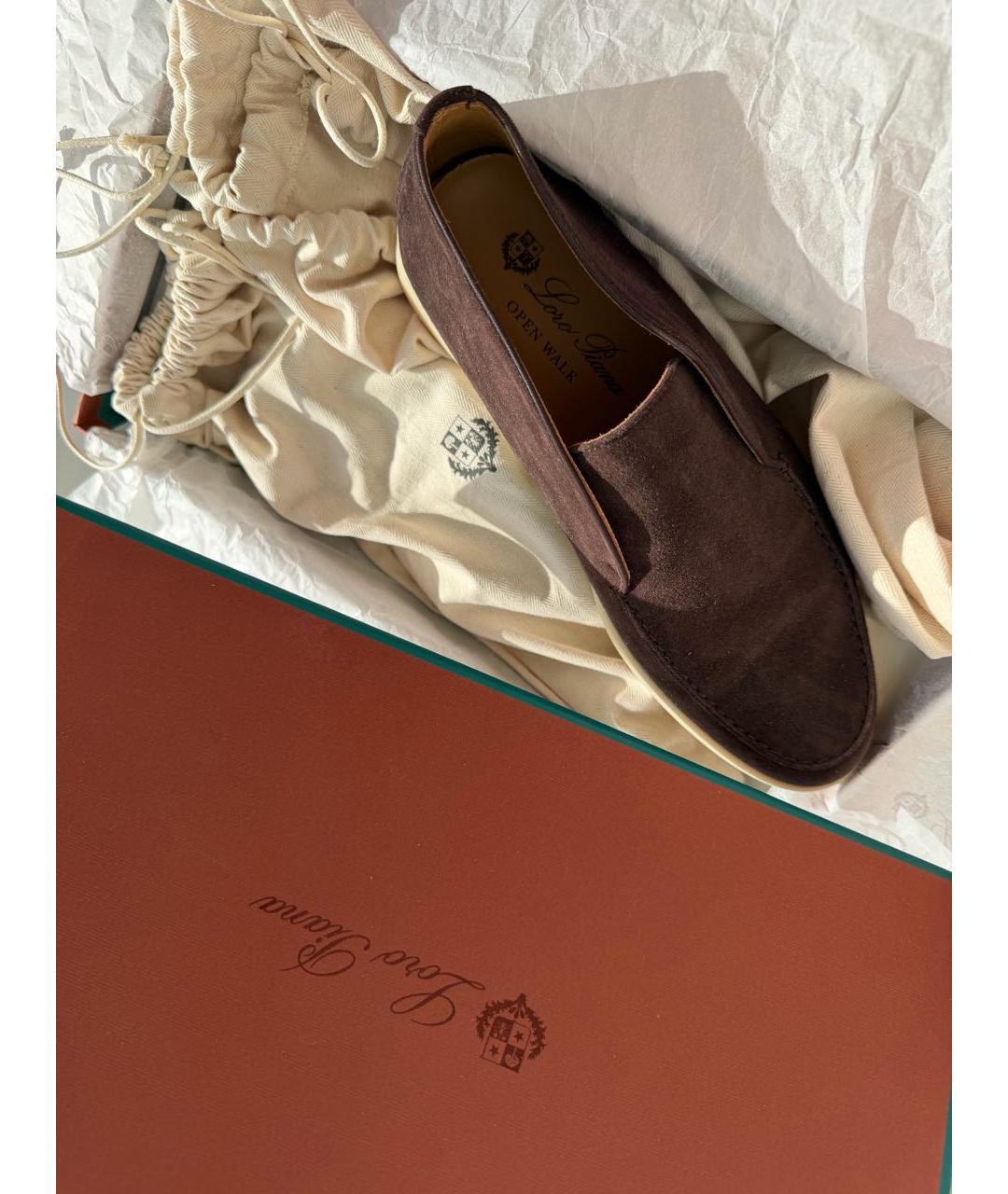 LORO PIANA Коричневые замшевые лоферы, фото 8
