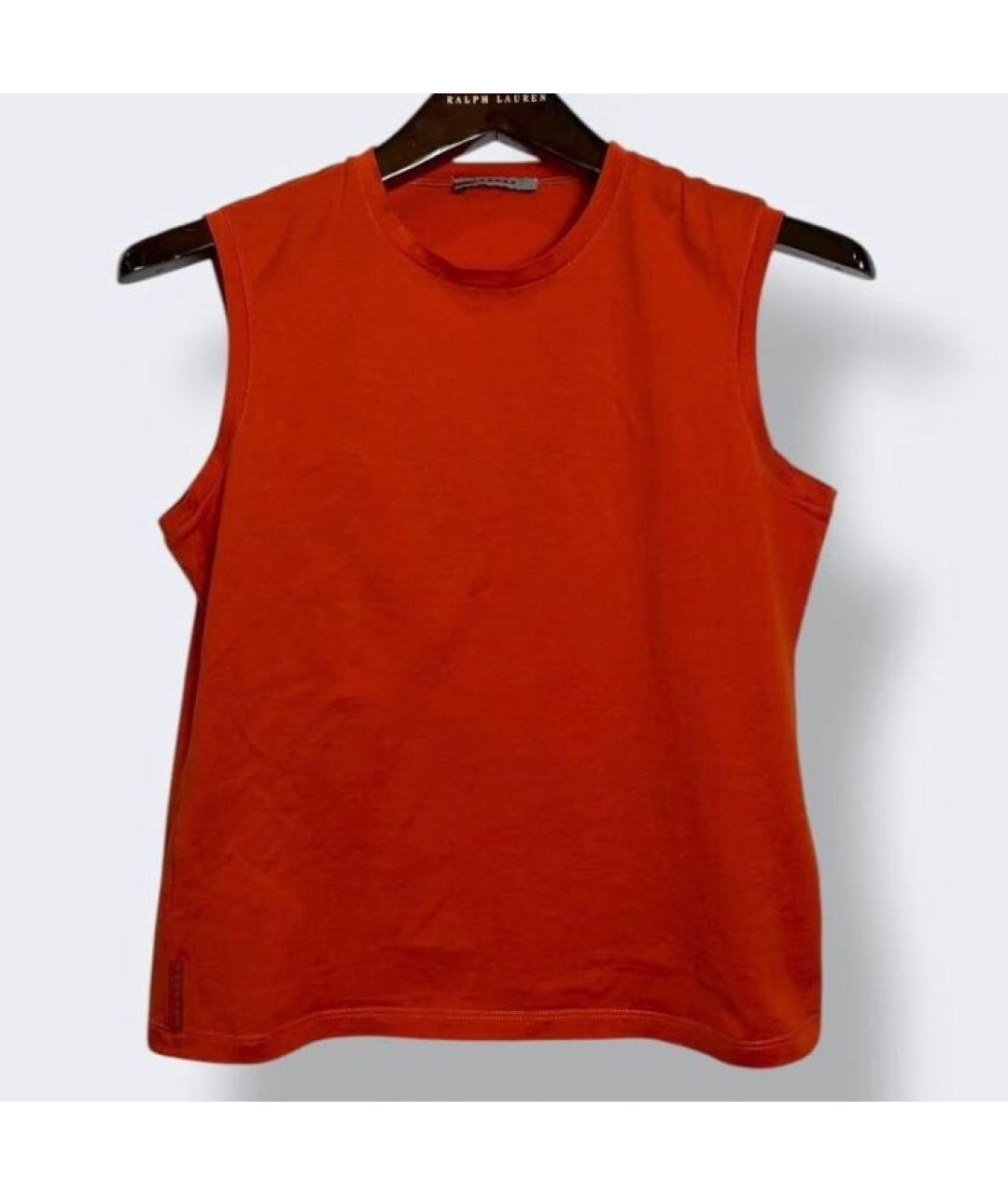 PRADA Красная хлопковая майка, фото 7