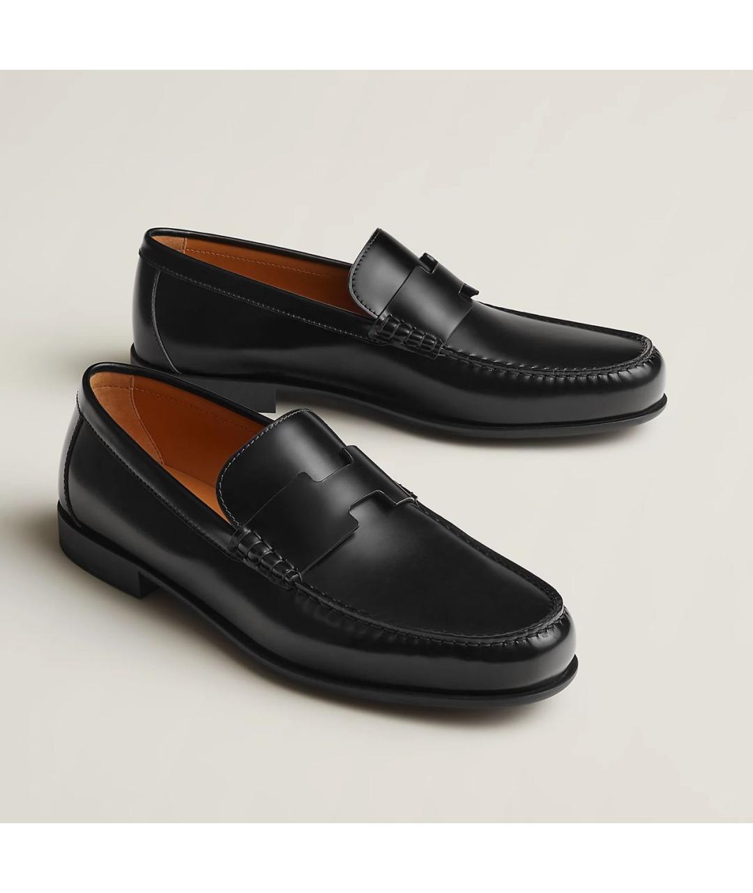 HERMES Черные кожаные лоферы, фото 4