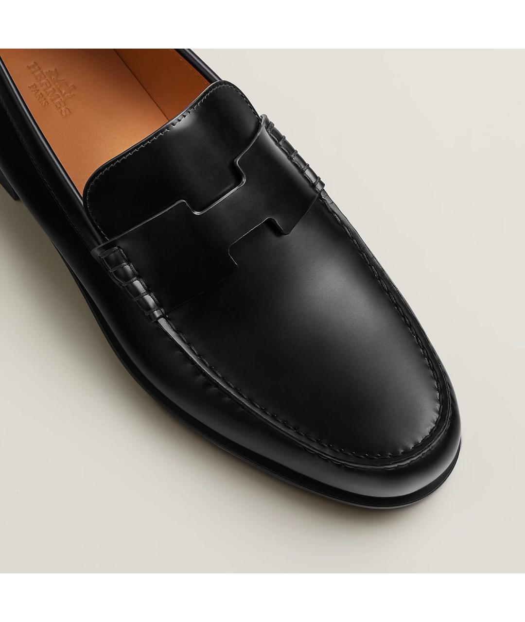 HERMES Черные кожаные лоферы, фото 3