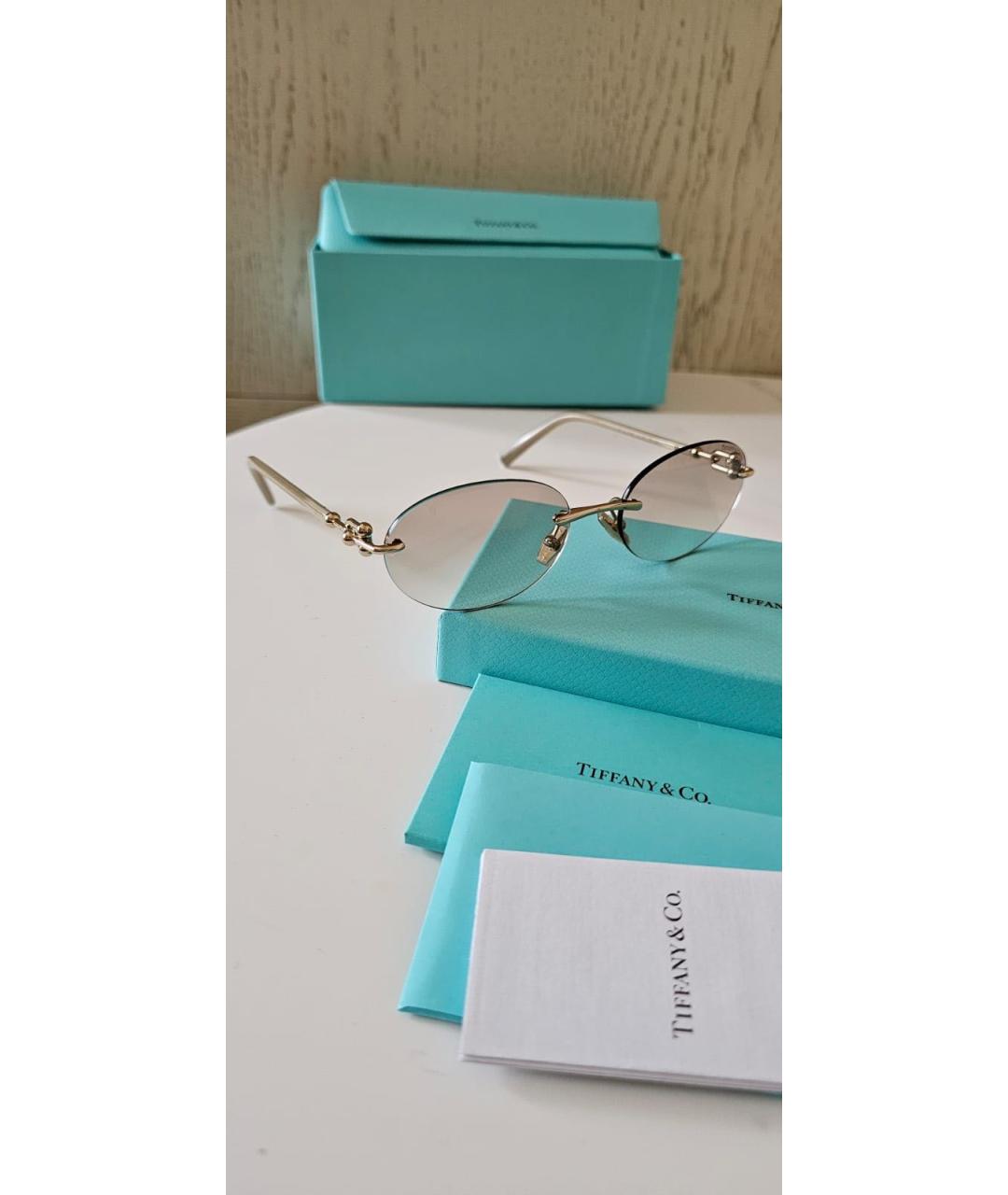 TIFFANY&CO Золотые металлические солнцезащитные очки, фото 2