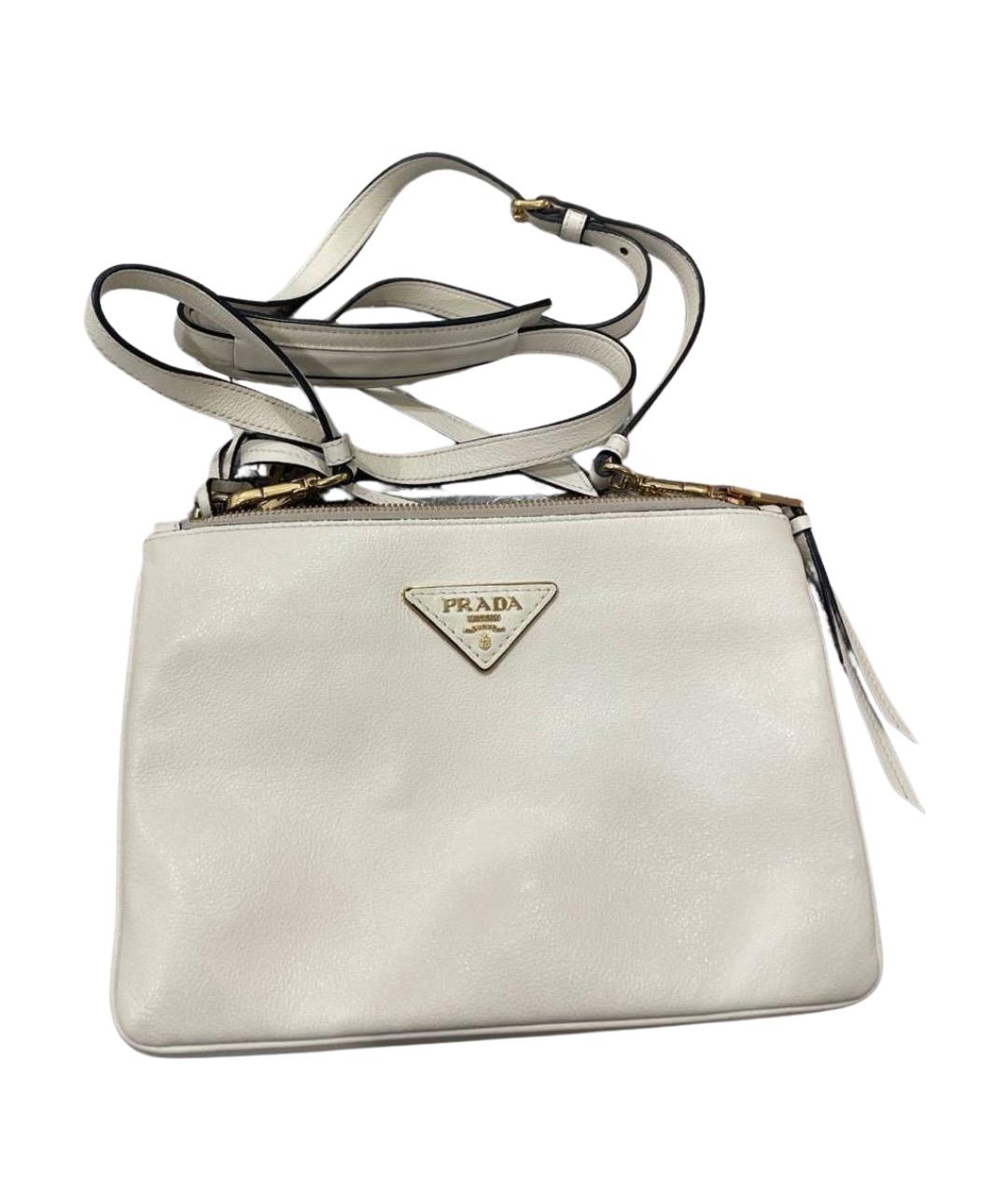 PRADA Белая кожаная сумка через плечо, фото 1