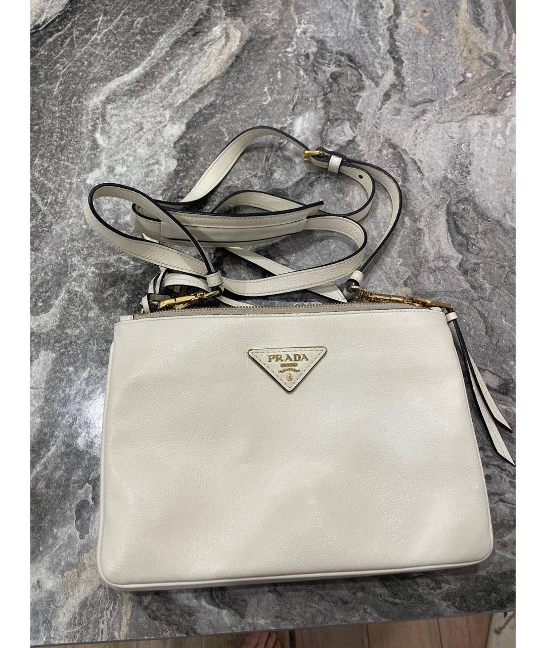 PRADA Белая кожаная сумка через плечо, фото 5