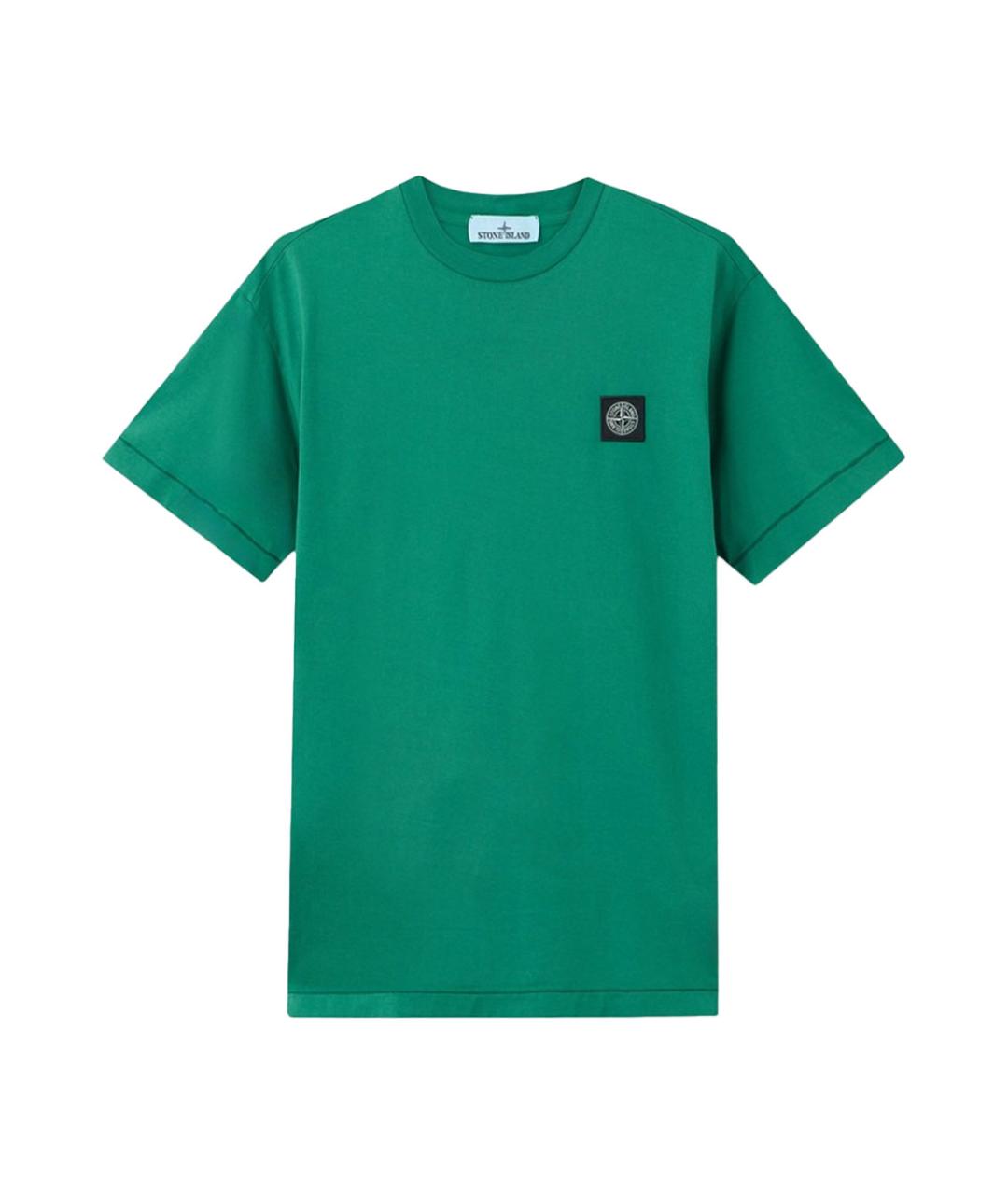 STONE ISLAND Зеленая хлопковая футболка, фото 1