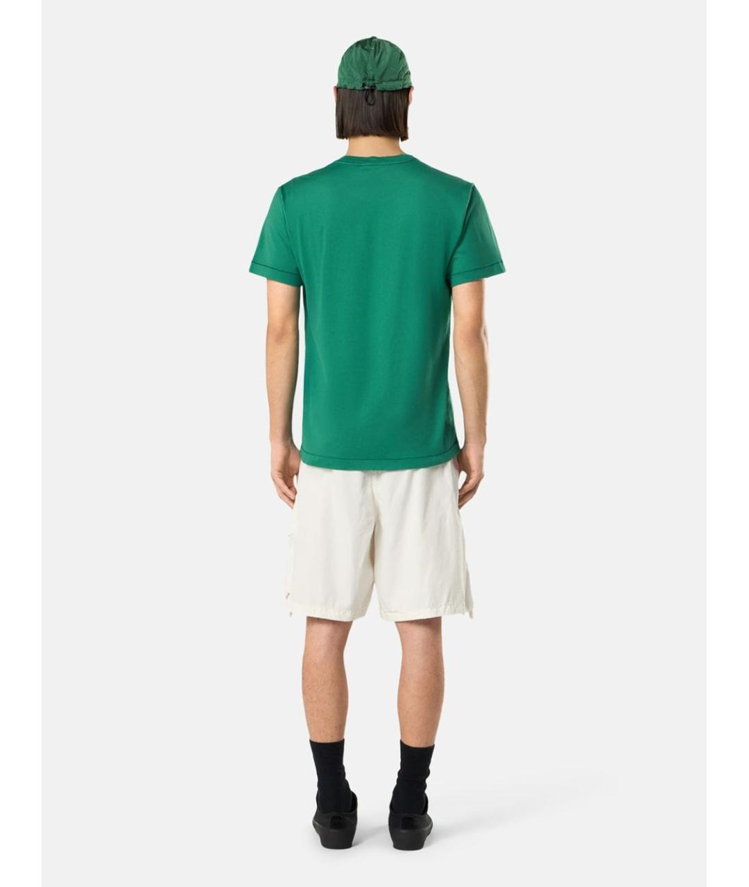 STONE ISLAND Зеленая хлопковая футболка, фото 3