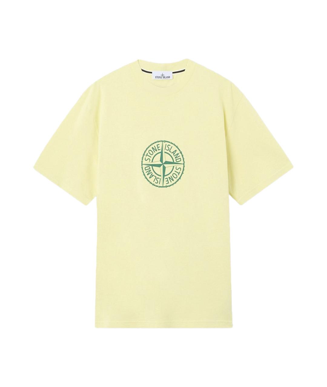 STONE ISLAND Желтая хлопковая футболка, фото 1