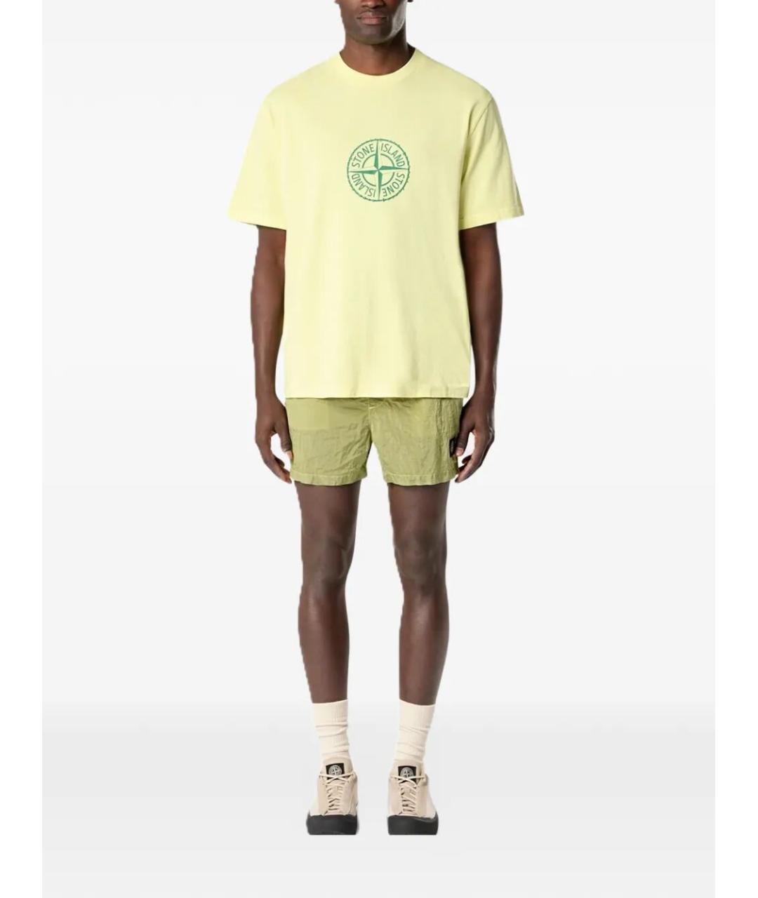 STONE ISLAND Желтая хлопковая футболка, фото 2
