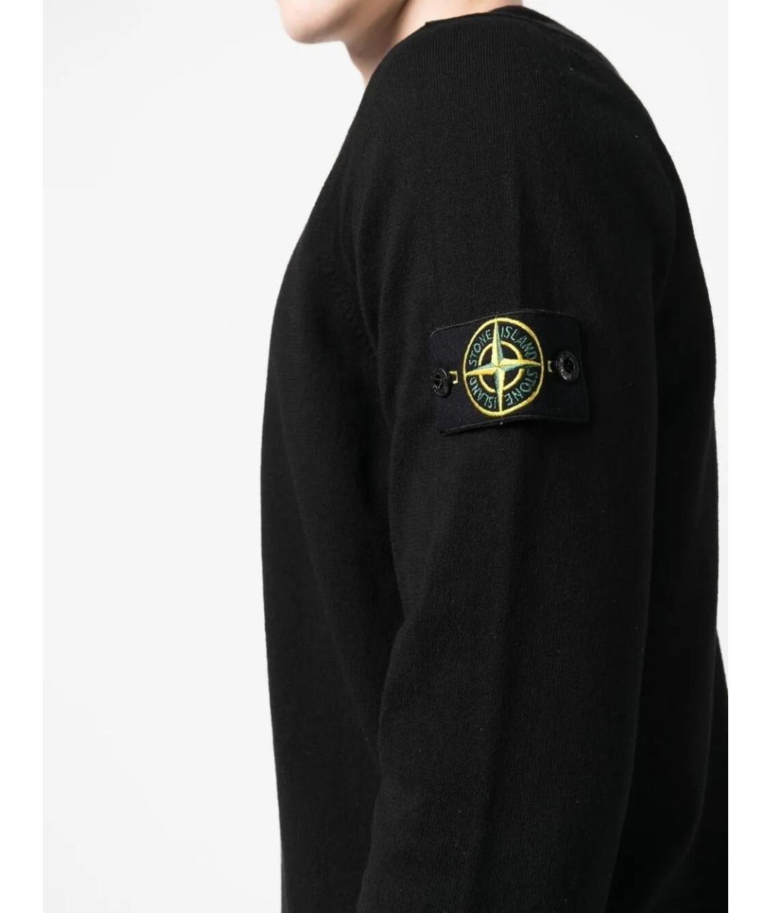 STONE ISLAND Черный хлопковый джемпер / свитер, фото 4