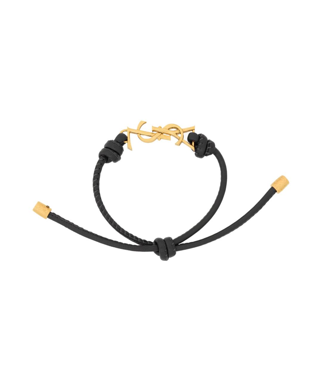 SAINT LAURENT Черный кожаный браслет, фото 2