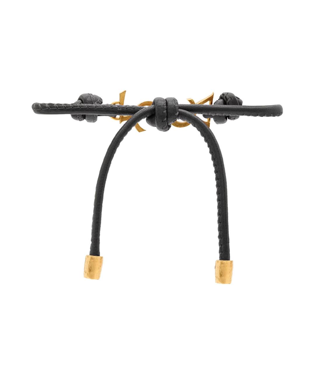 SAINT LAURENT Черный кожаный браслет, фото 3