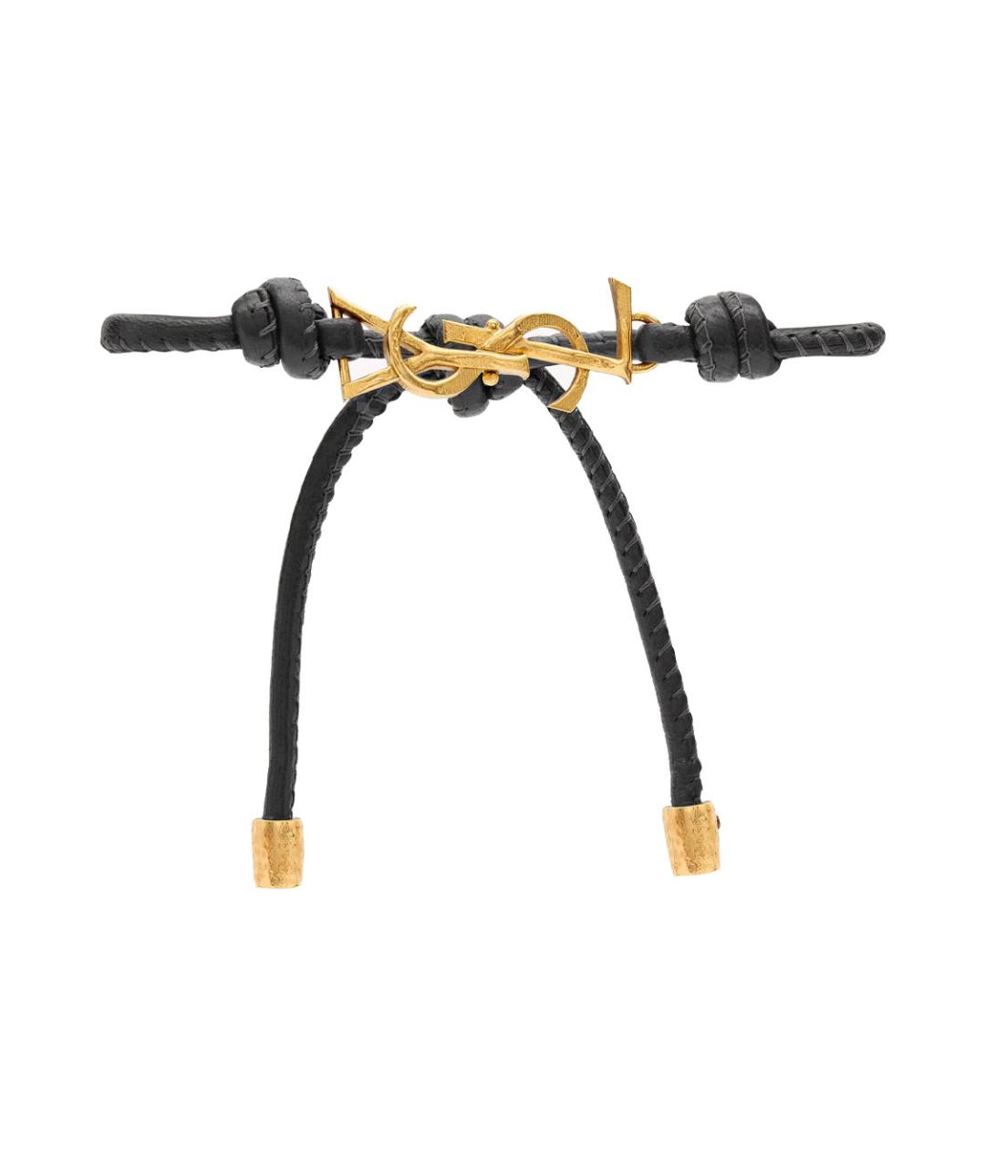 SAINT LAURENT Черный кожаный браслет, фото 1