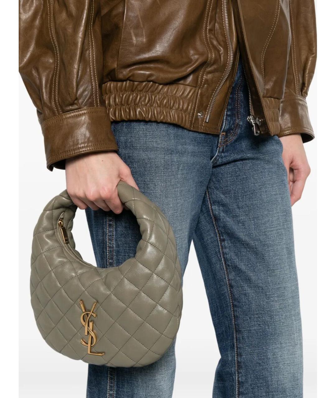 SAINT LAURENT Зеленая кожаная сумка тоут, фото 2