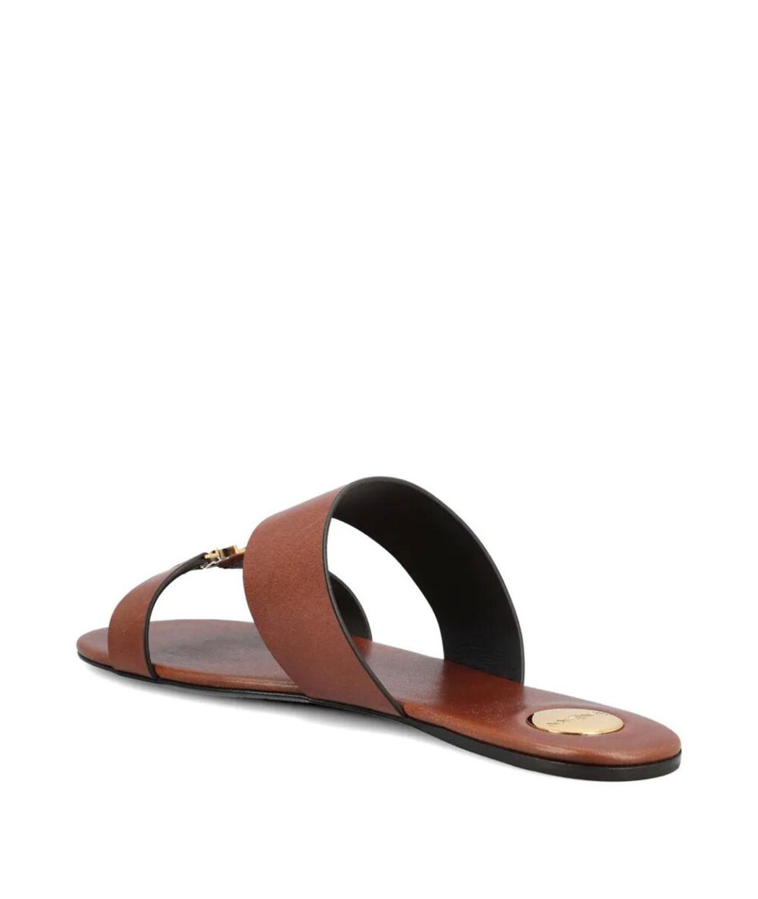 SAINT LAURENT Коричневые кожаные сандалии, фото 3