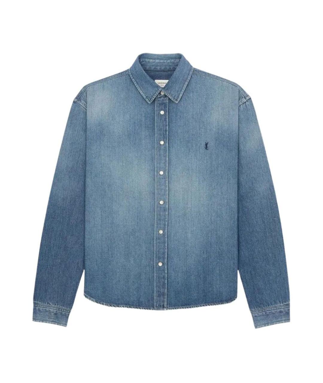 SAINT LAURENT Синяя хлопковая кэжуал рубашка, фото 1