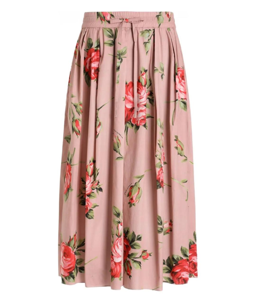 DOLCE&GABBANA Розовая хлопковая юбка миди, фото 1