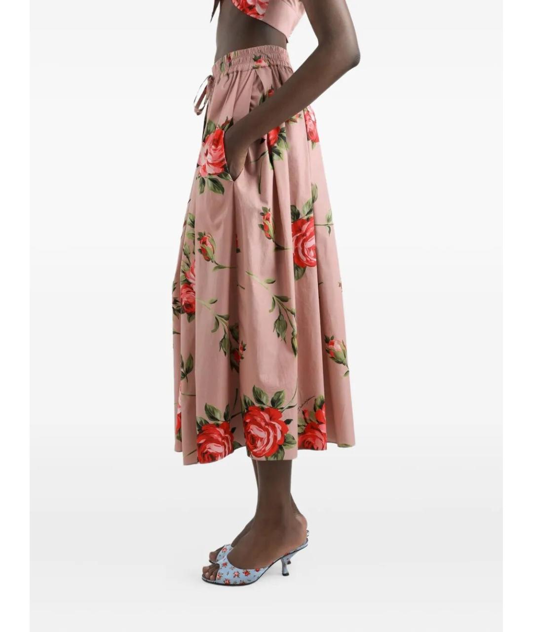 DOLCE&GABBANA Розовая хлопковая юбка миди, фото 3