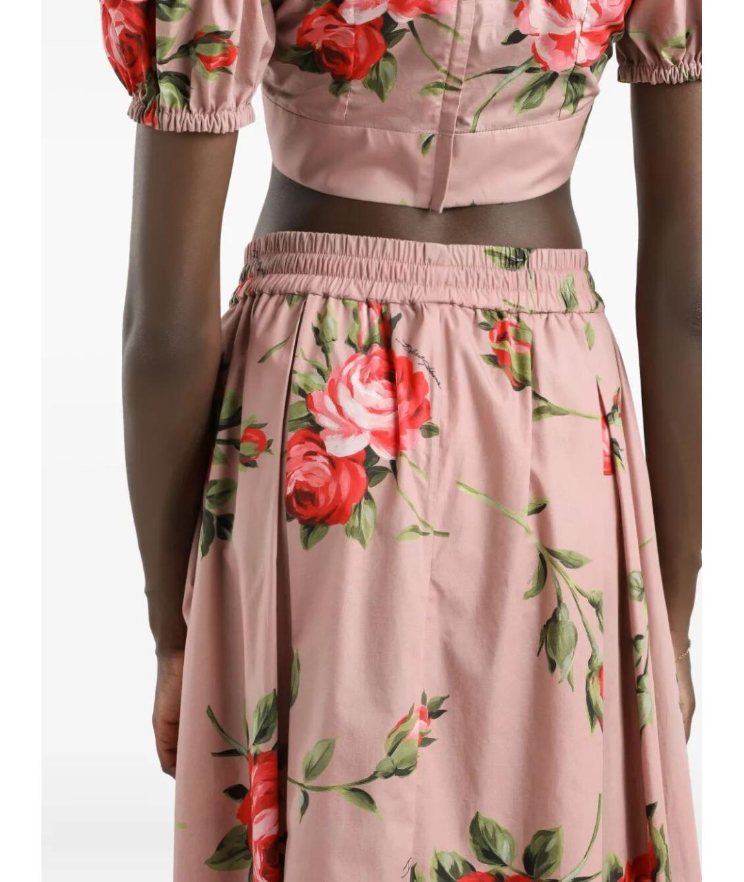 DOLCE&GABBANA Розовая хлопковая юбка миди, фото 4