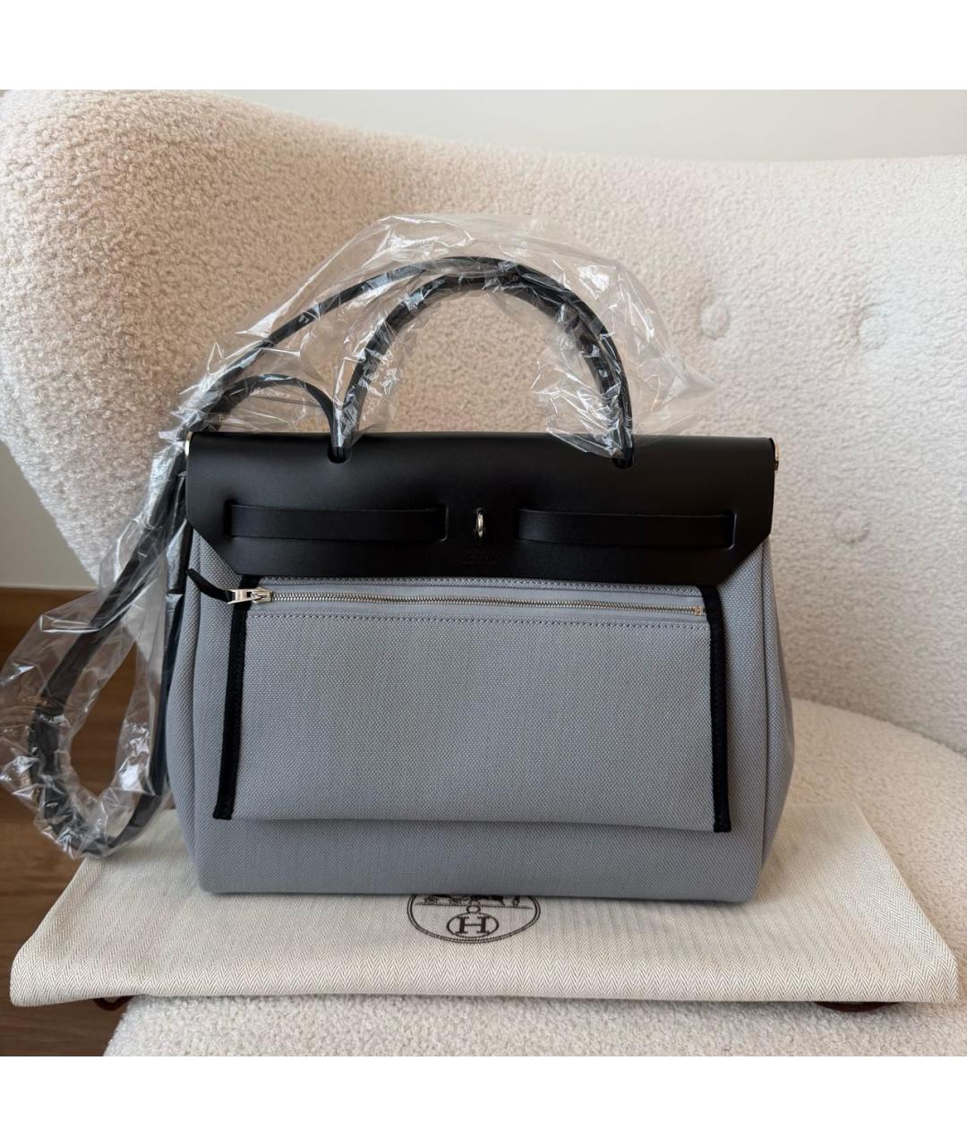 HERMES Серая тканевая сумка через плечо, фото 3