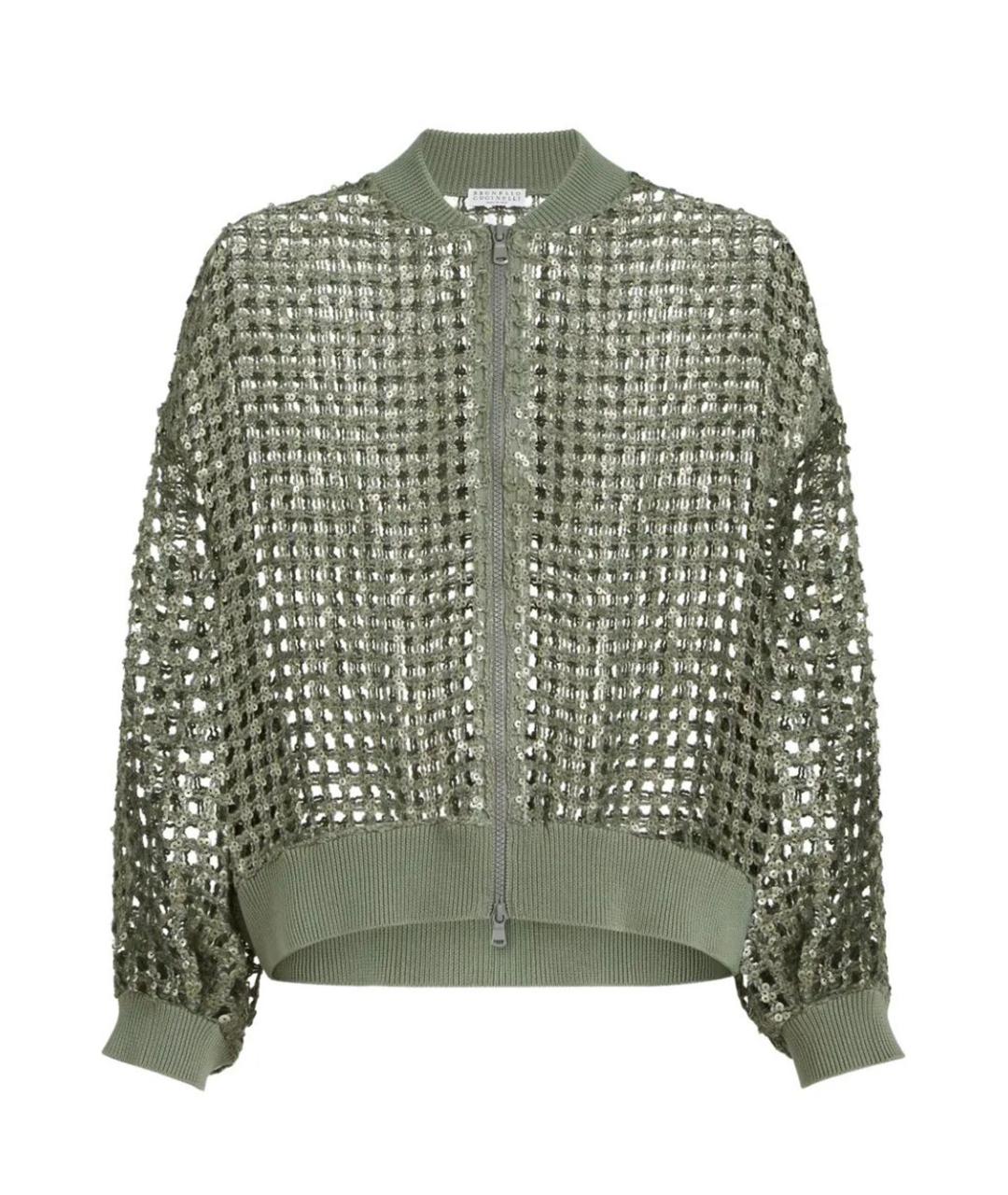 BRUNELLO CUCINELLI Зеленый льняной кардиган, фото 1