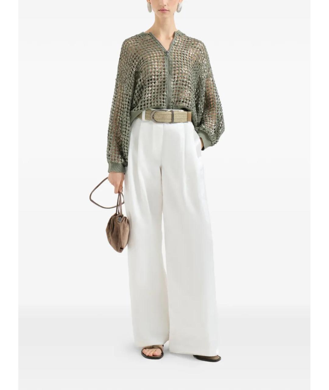 BRUNELLO CUCINELLI Зеленый льняной кардиган, фото 2