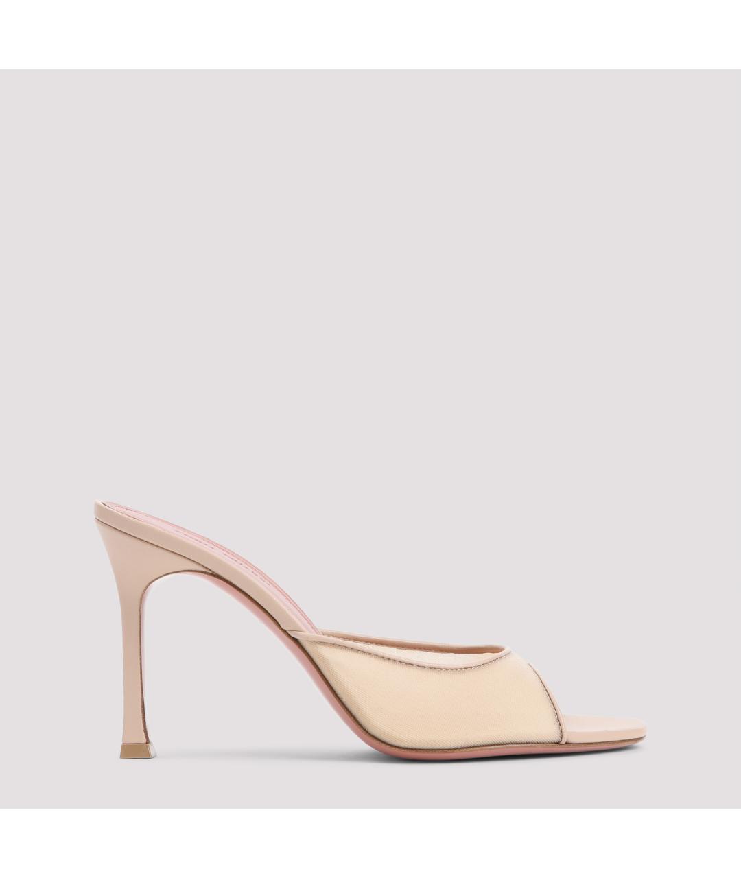 Amina Muaddi Бежевые кожаные мюли, фото 6