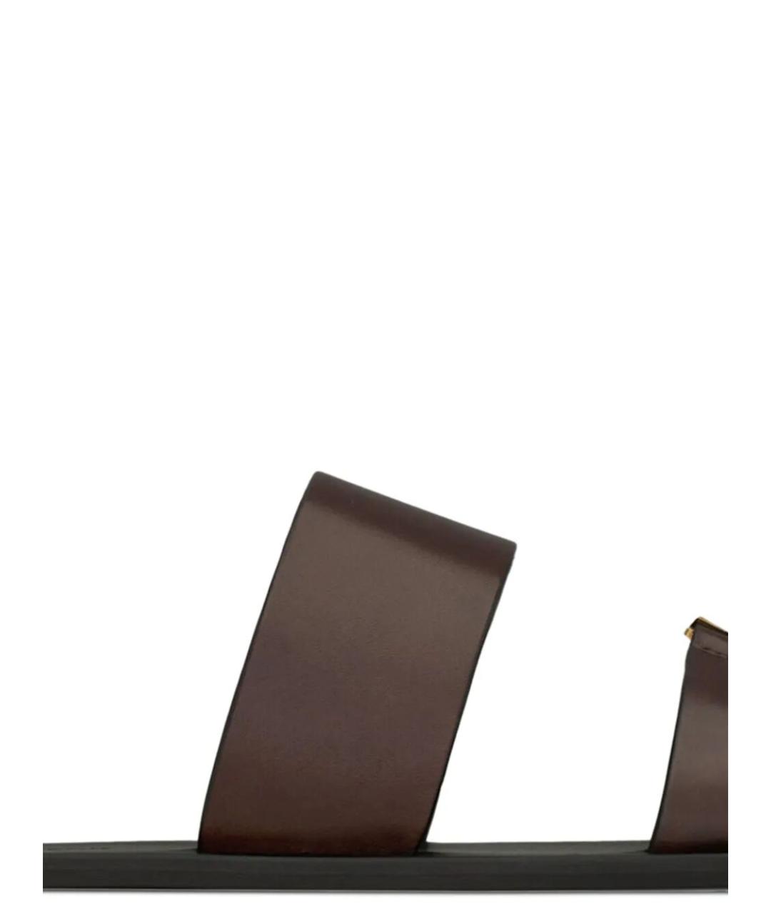 SAINT LAURENT Коричневые кожаные сандалии, фото 4