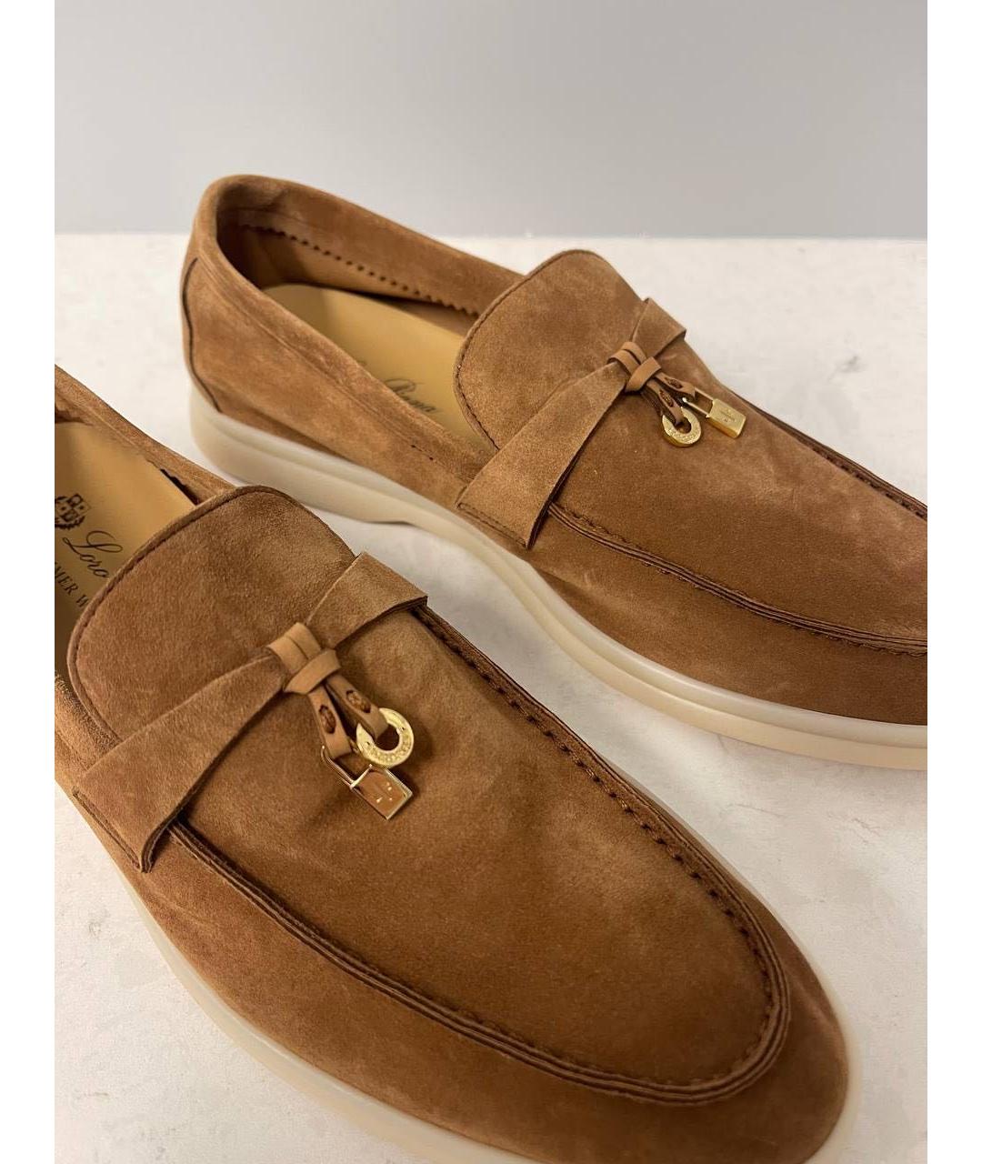 LORO PIANA Коричневые замшевые лоферы, фото 3