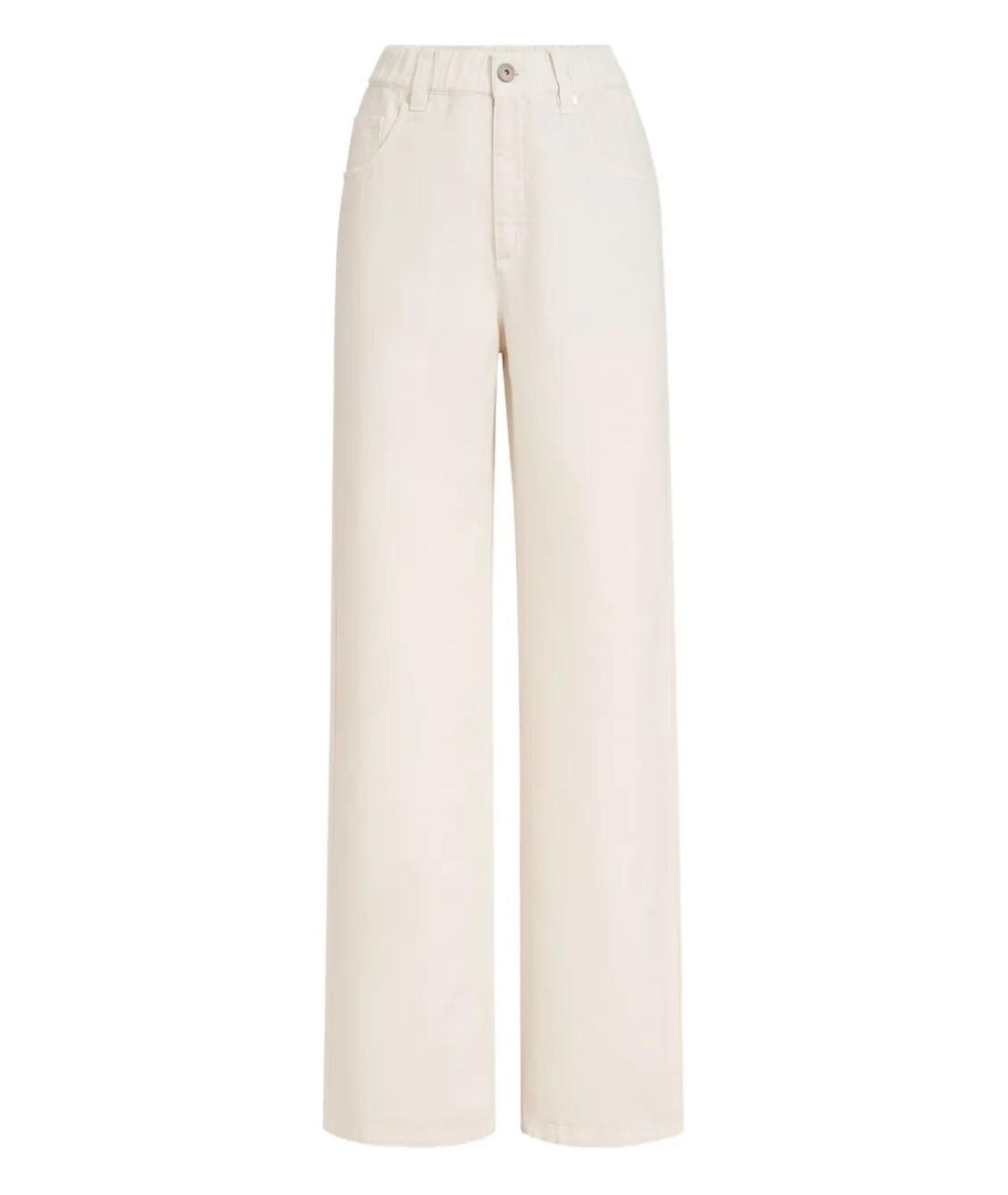 BRUNELLO CUCINELLI Бежевые хлопко-леновые прямые джинсы, фото 1