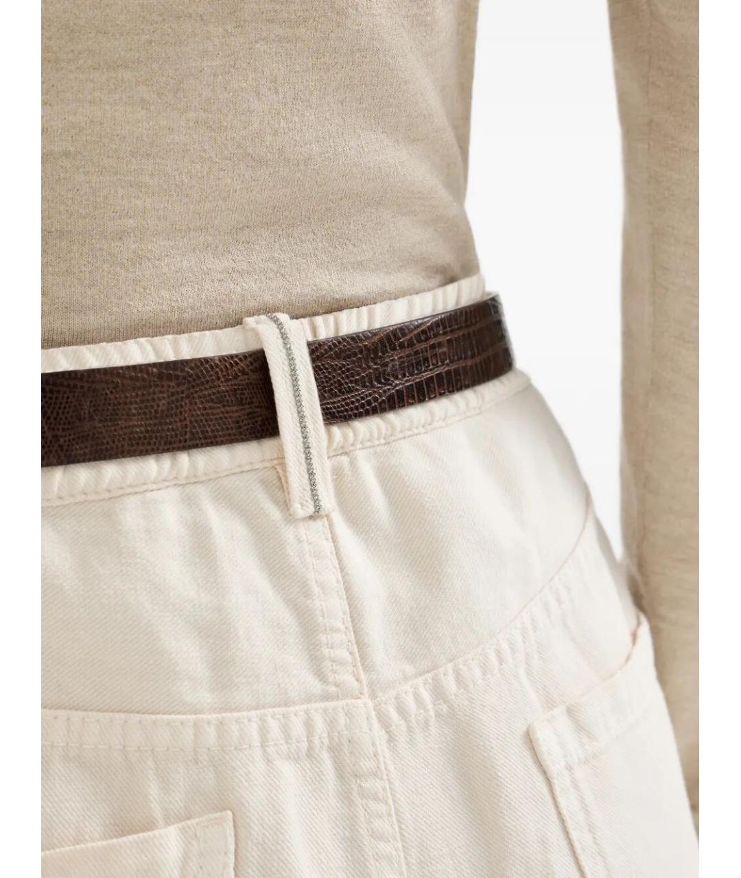 BRUNELLO CUCINELLI Бежевые хлопко-леновые прямые джинсы, фото 5
