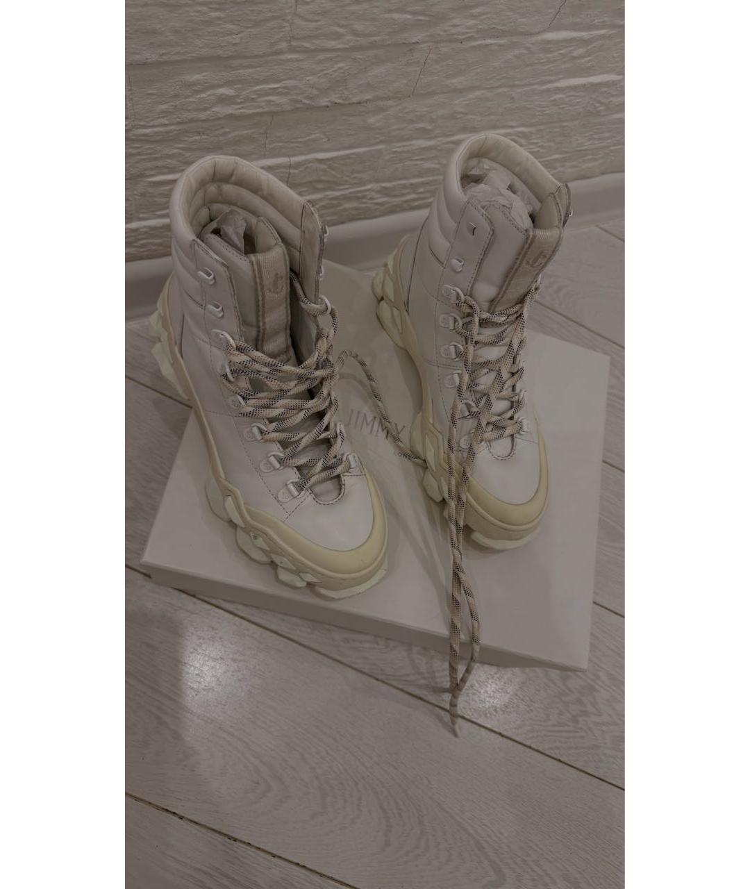 JIMMY CHOO Белые кожаные ботинки, фото 3