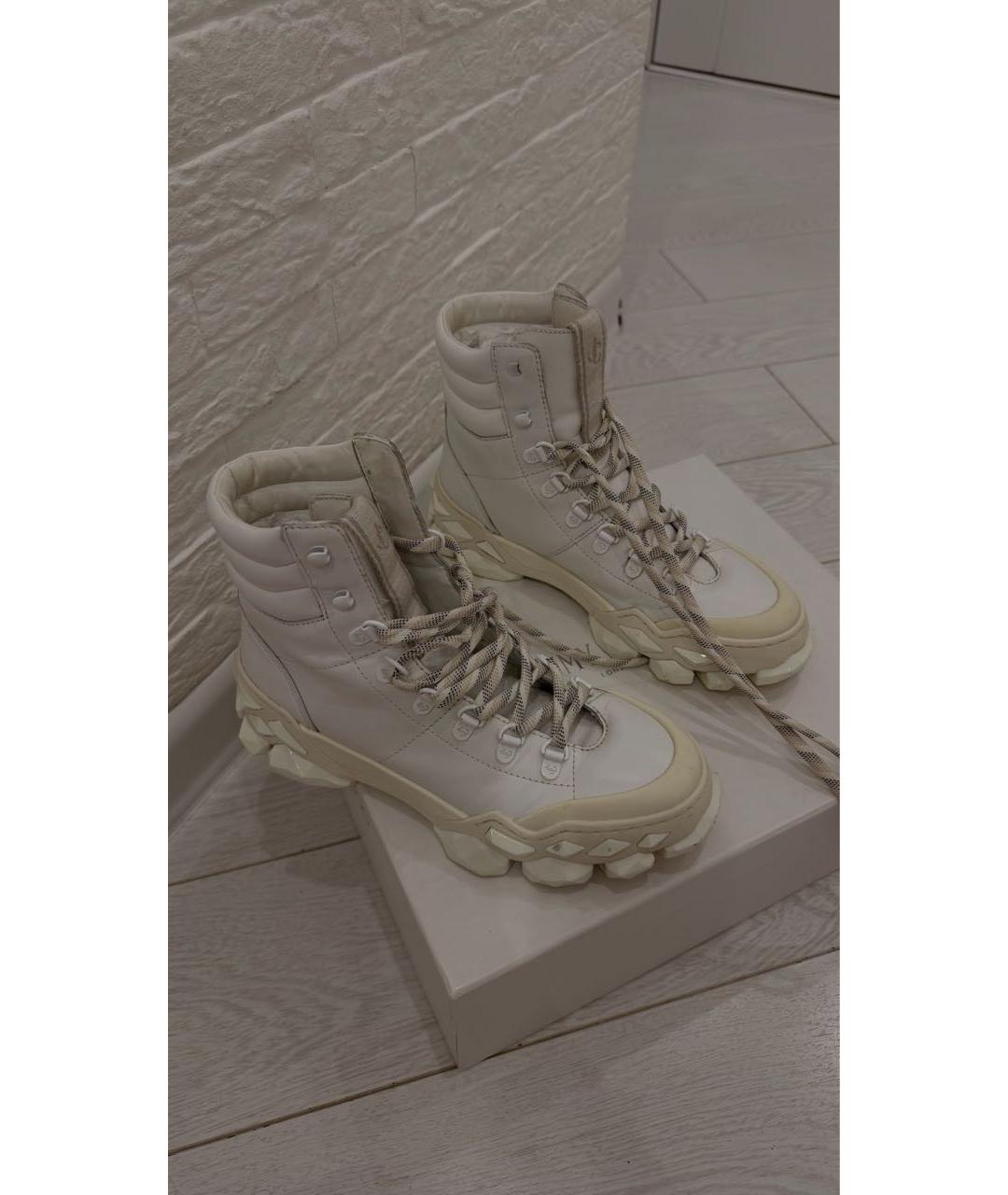 JIMMY CHOO Белые кожаные ботинки, фото 2