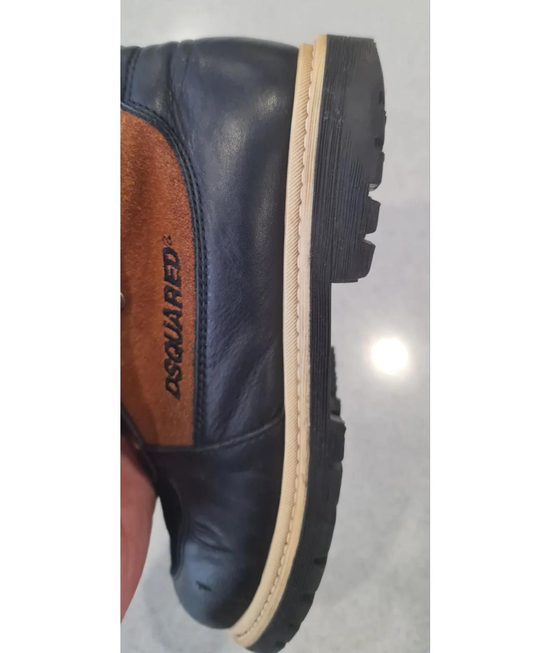 DSQUARED2 Синие кожаные ботинки, фото 5