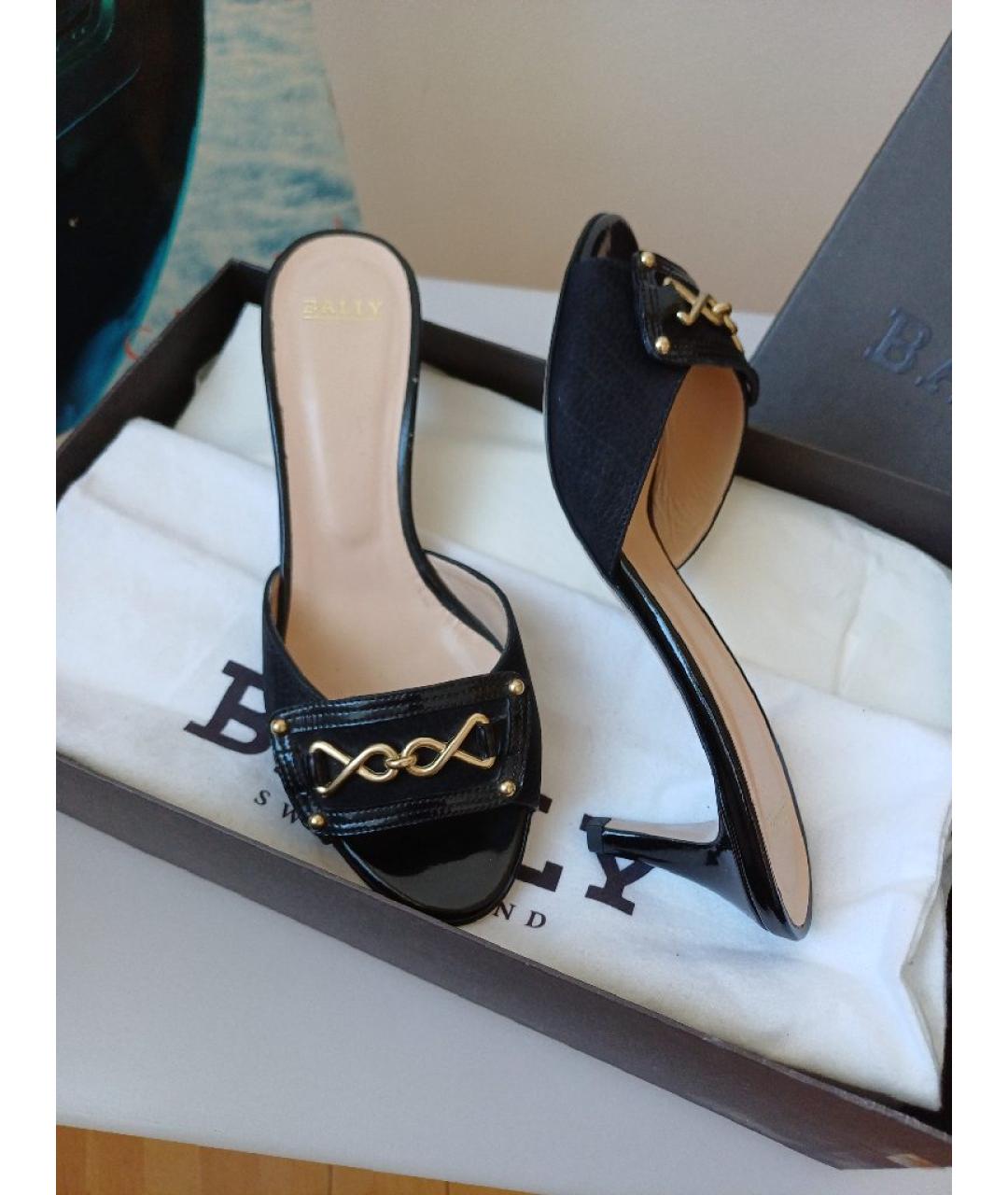 BALLY Черные нубуковые мюли, фото 4