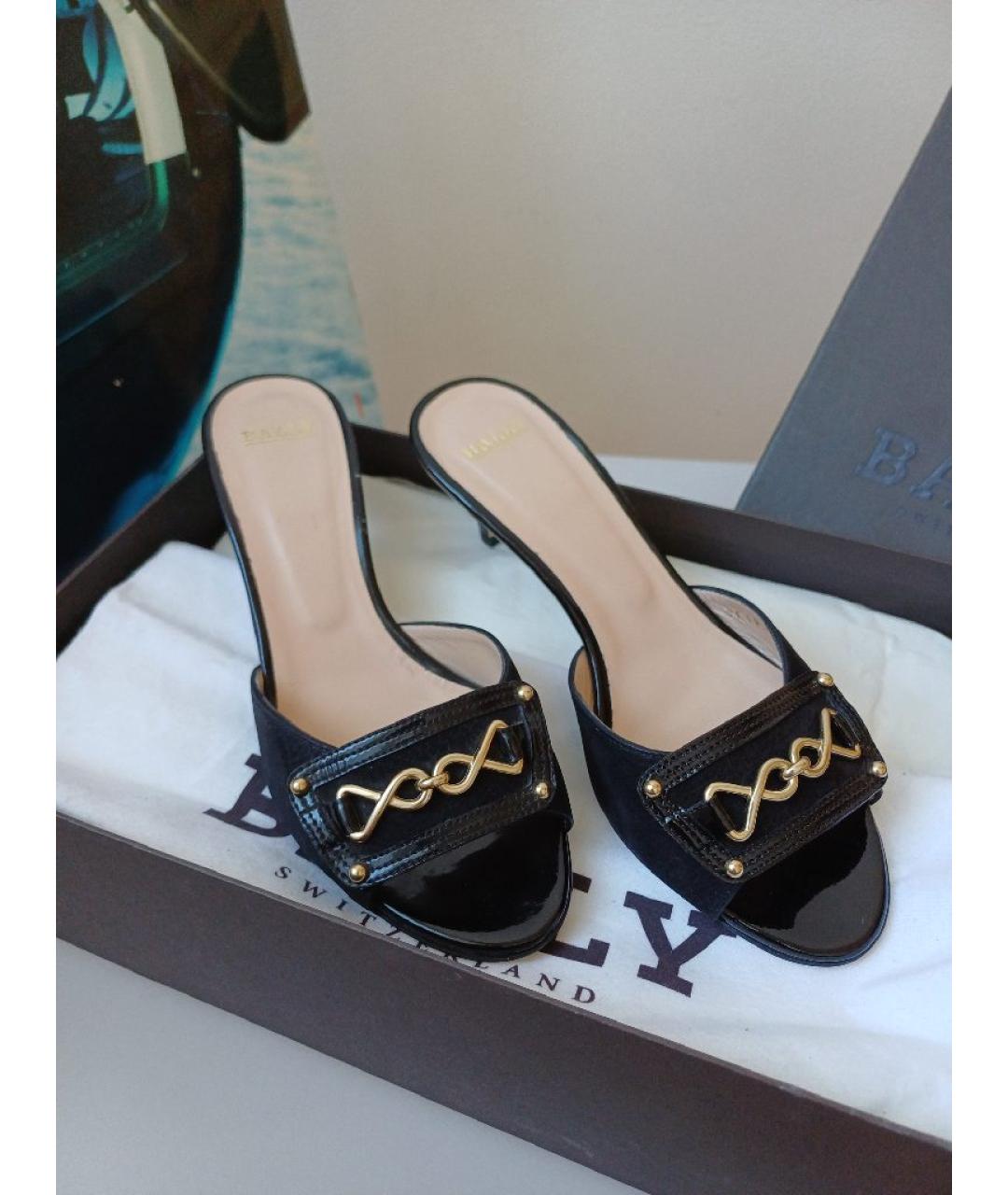 BALLY Черные нубуковые мюли, фото 2